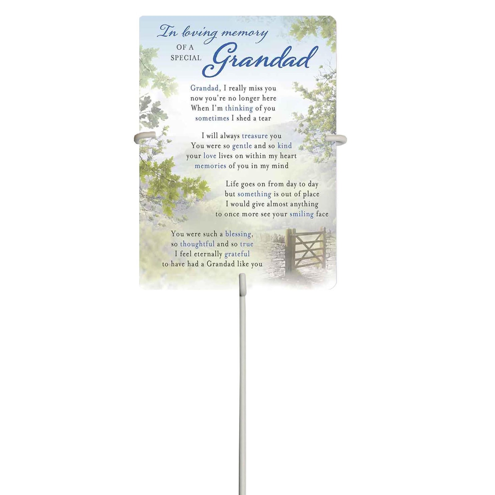 Special Grandad Graveside Memorial Card Weatherproof with Metal card Holder