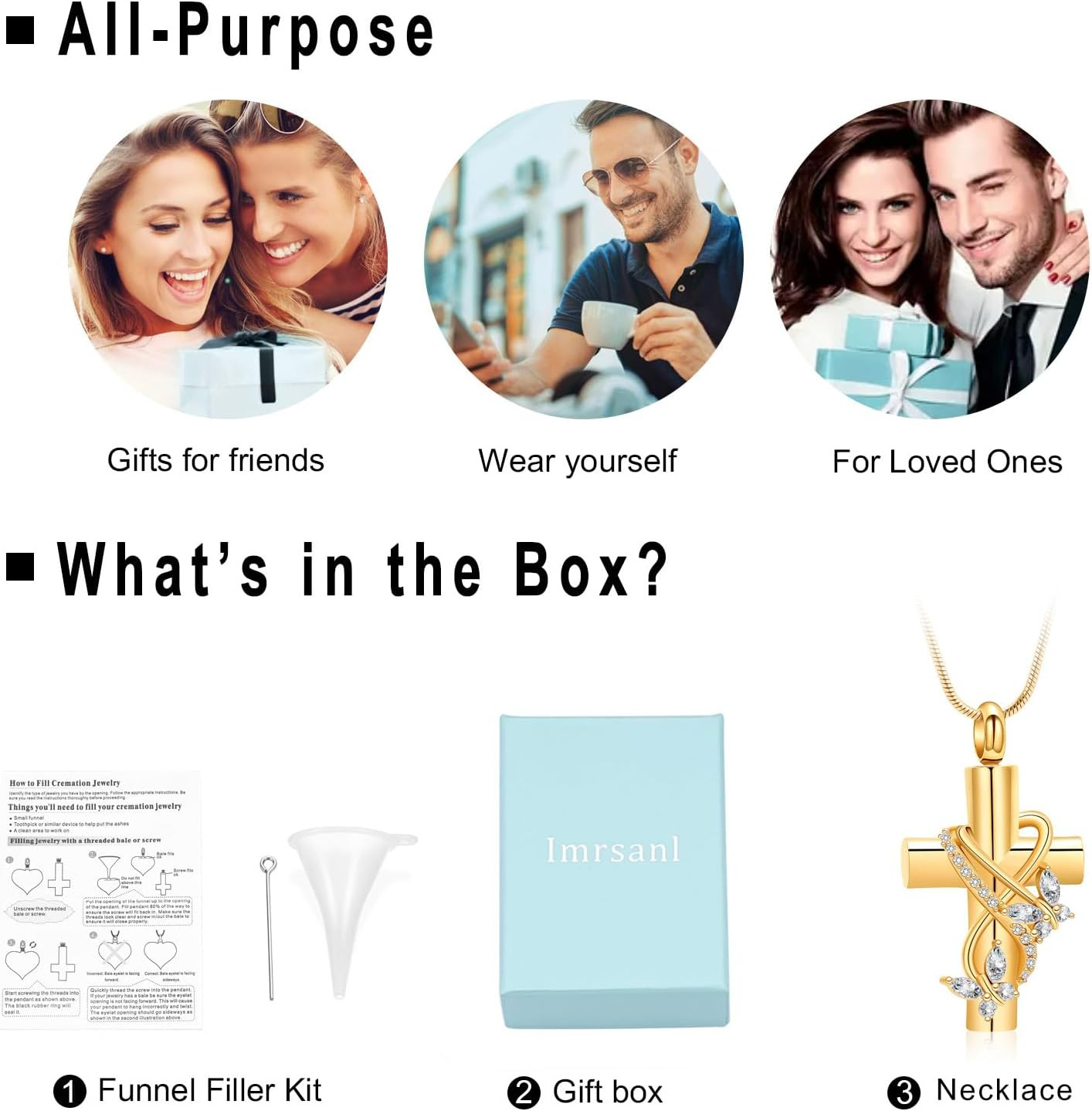 Butterfly Cross Urn Necklace for Ashes Men Women Cremation Jewelry Ashes Pendant