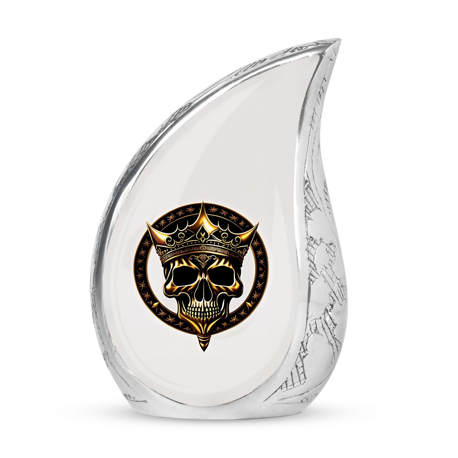 Gathering Memories: Skull with Gold Crown Urns for Adults – A Majestic Resting P