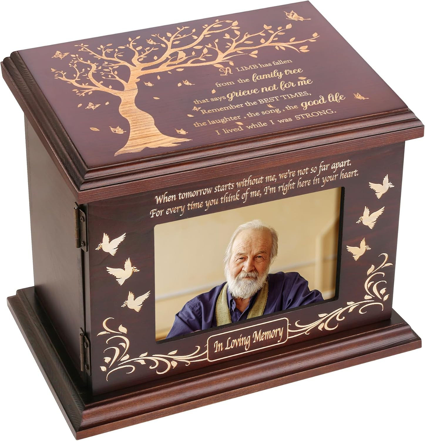 Cremation Memorial Urns for Human Ashes Adult Male Female, Wooden Picture Frame