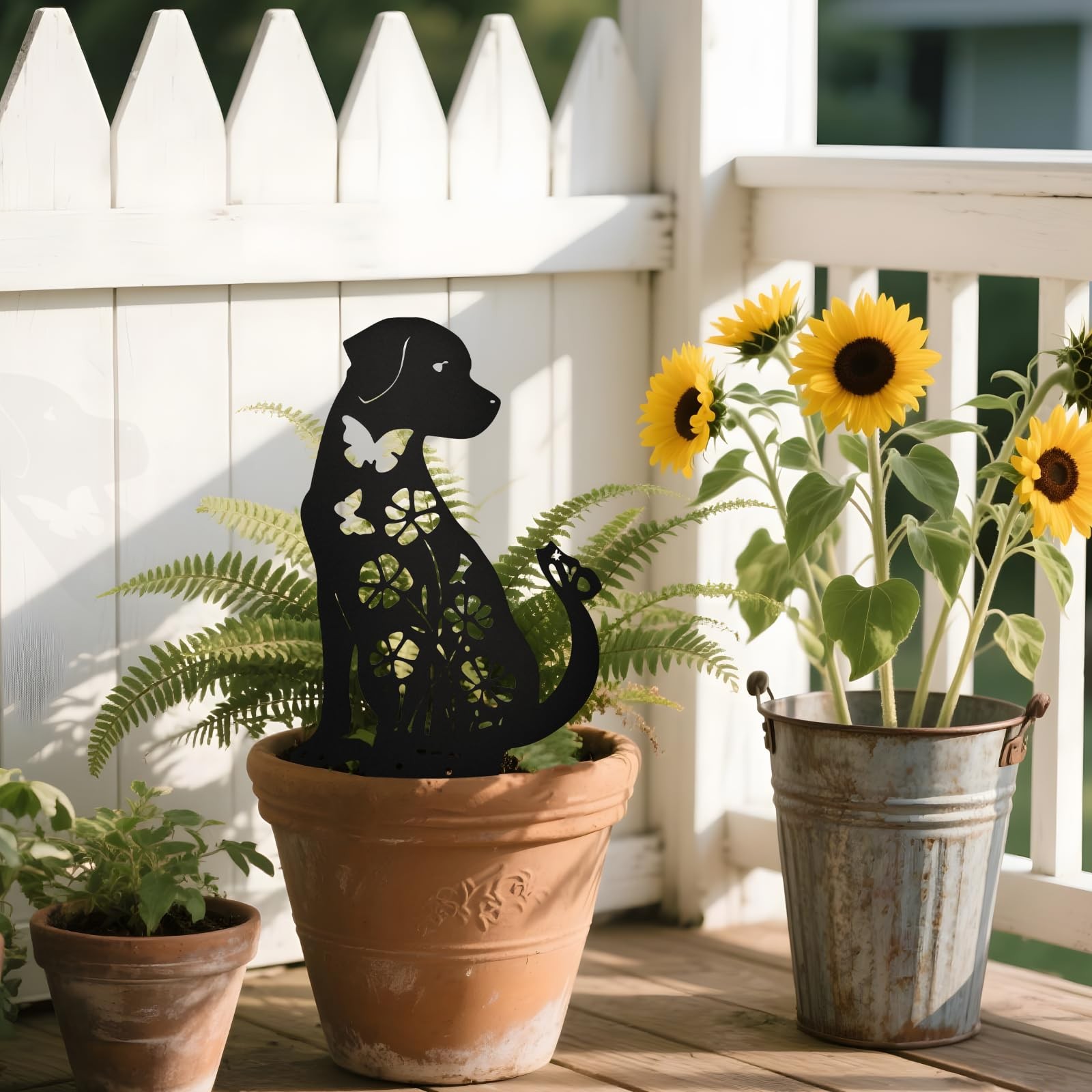 Metal Dog Garden Stakes Lawn Decor (2 Pack),17″ Black Dog Silhouette Yard Dec…