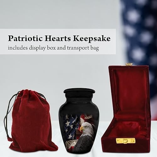 Patriotic Eagle Keepsake Urn for Ashes | American Flag Cremation Urn, Medium Siz