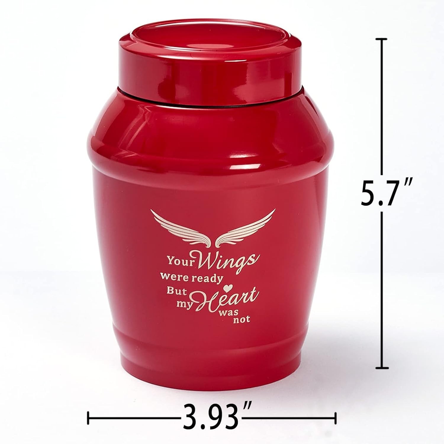 5.7 inch Red Cremation Angel Urn for Human Ashes Adult Female Male Mom Dad