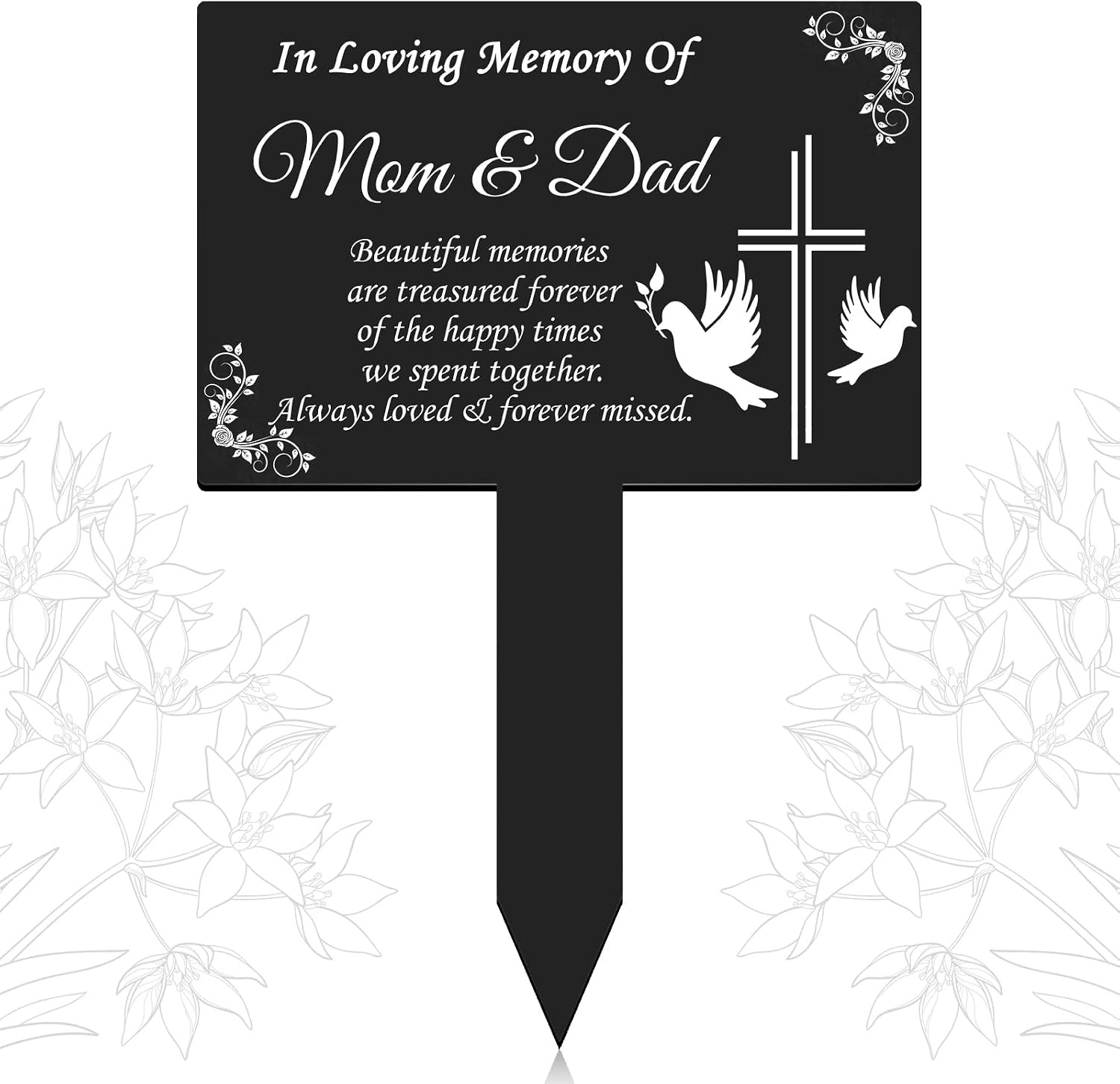 Memorial Garden Stake Dad Cemetery Decoration Temporary Grave Marker | Mom and D