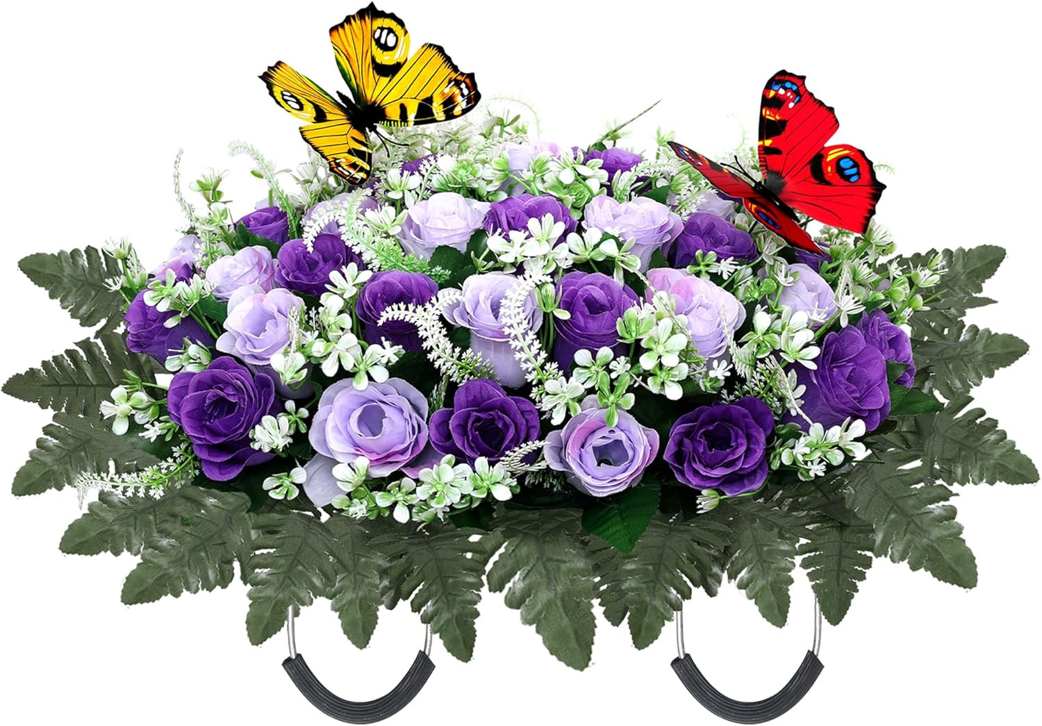 Artificial Cemetery Flowers for Grave,Large Headstone Flower Saddle Realistic