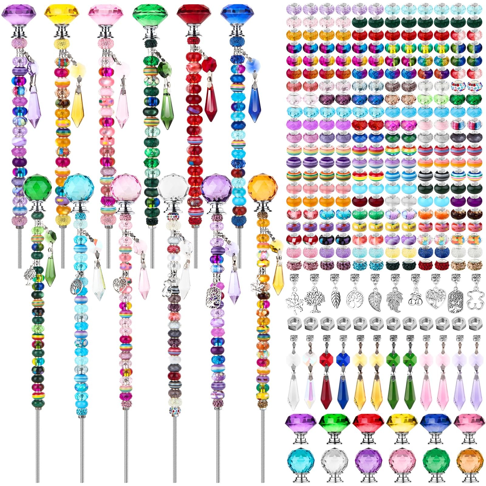 310Pcs DIY Fairy Wand Beaded Garden Stakes Kit, Decorative Garden Stakes with…