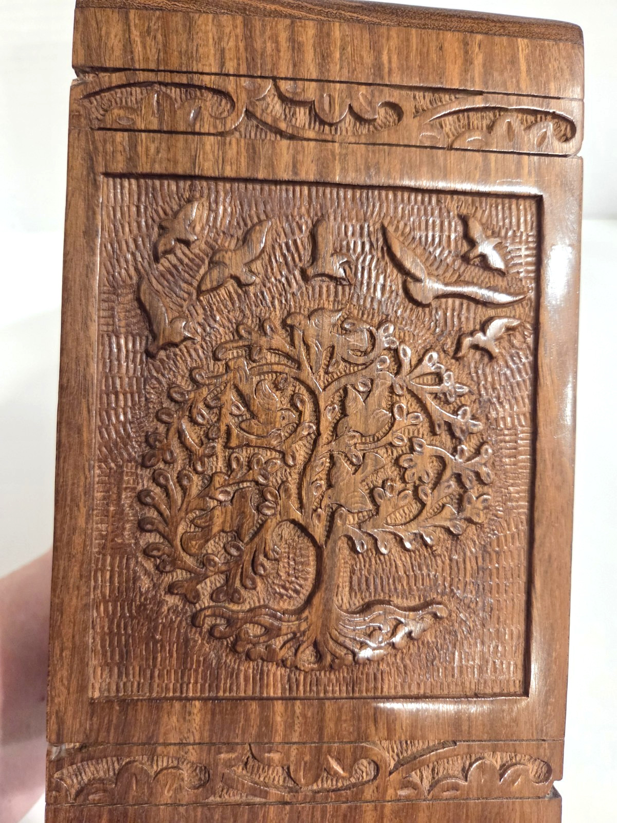 Cremation Urn Hand Carved Rosewood Tree Of Life Design 8.5″ X 4.78″ Adult/Lg Pet