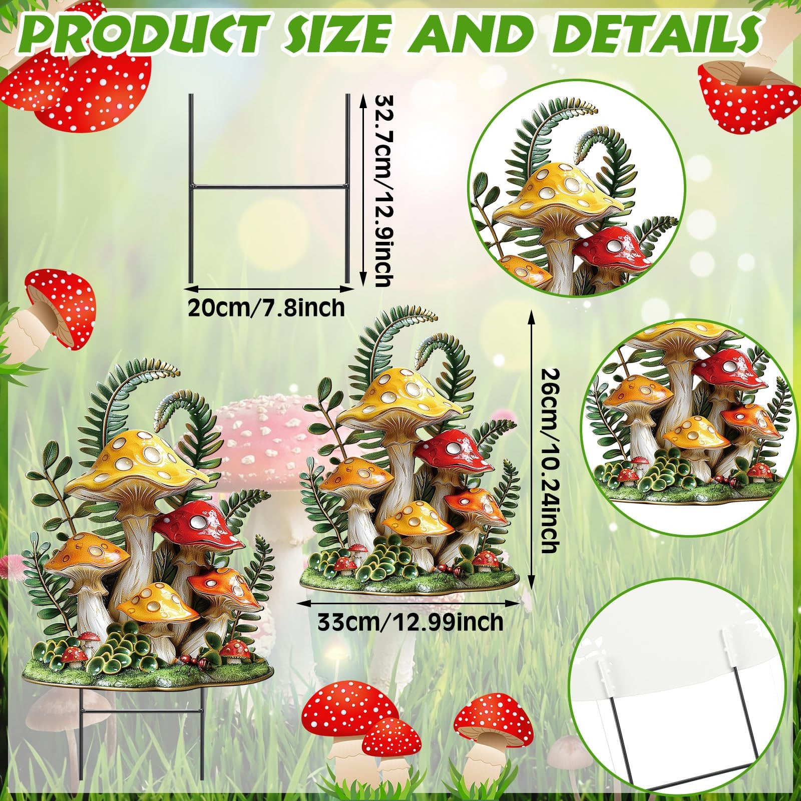 Spring Mushroom Outdoor Decor Metal Garden Stakes Mushroom Yard Signs Gift for N