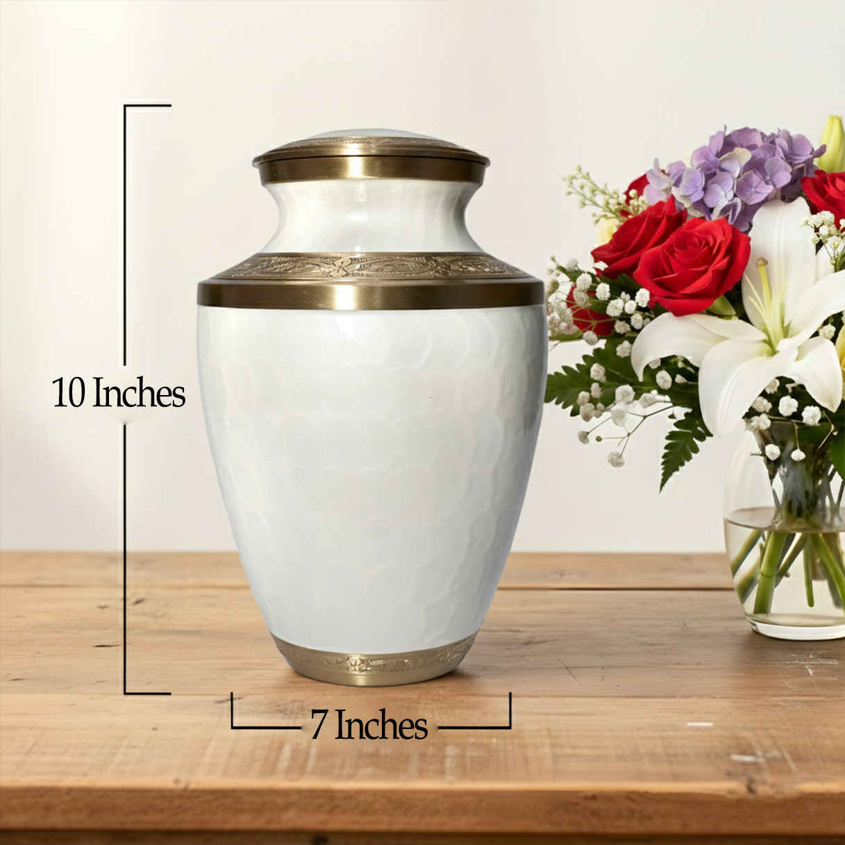 Large Solid Brass Cremation Urn for Human Ashes Handcrafted Funeral Memorial Urn