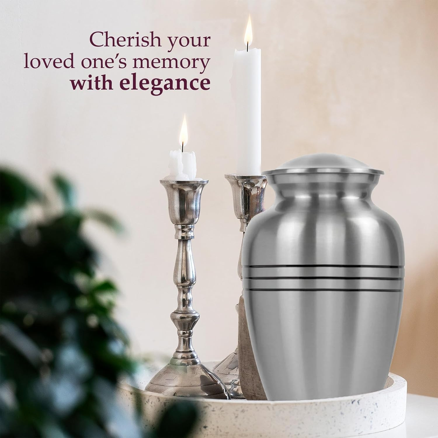 Trupoint Memorials Cremation Urns for Human Ashes, Pewter Decorative Burial Urn