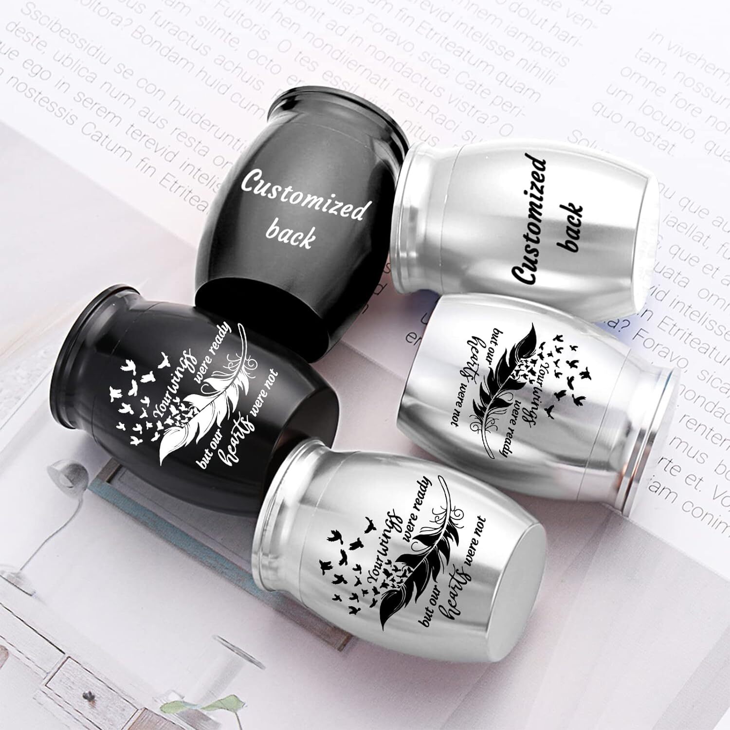 Personalized Black Silver Mini Cremation Urn For Ashes With Engraving