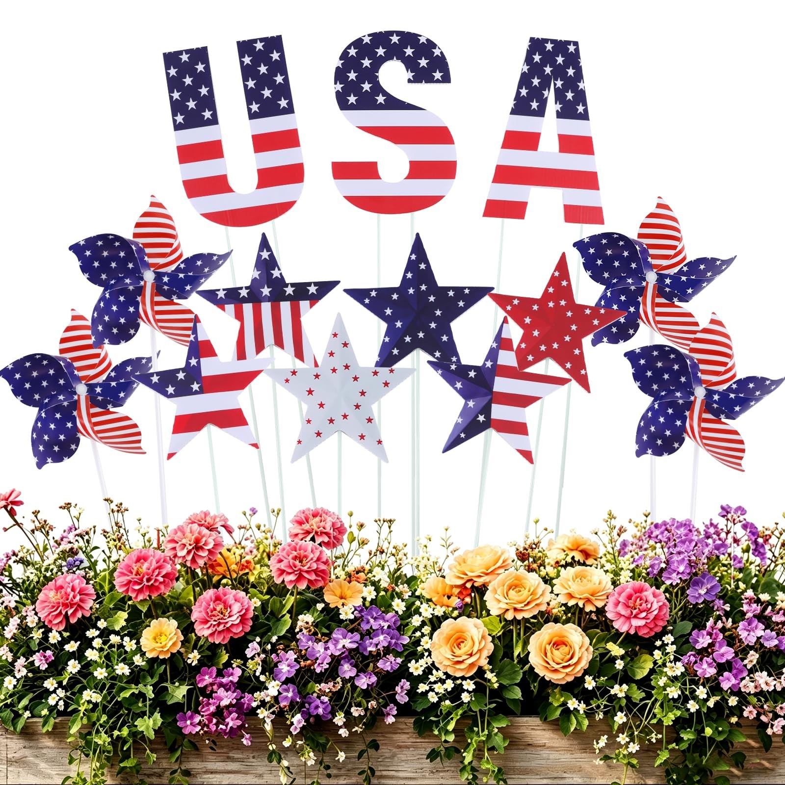 13 Pcs 4th of July Garden Stakes, Patriotic USA Yard Signs for Independence Day
