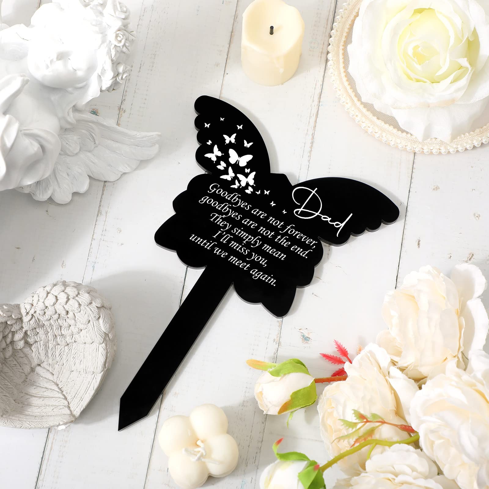 Waterproof Cemetery Grave Marker Butterfly Stake Memorial Plaque for Loss