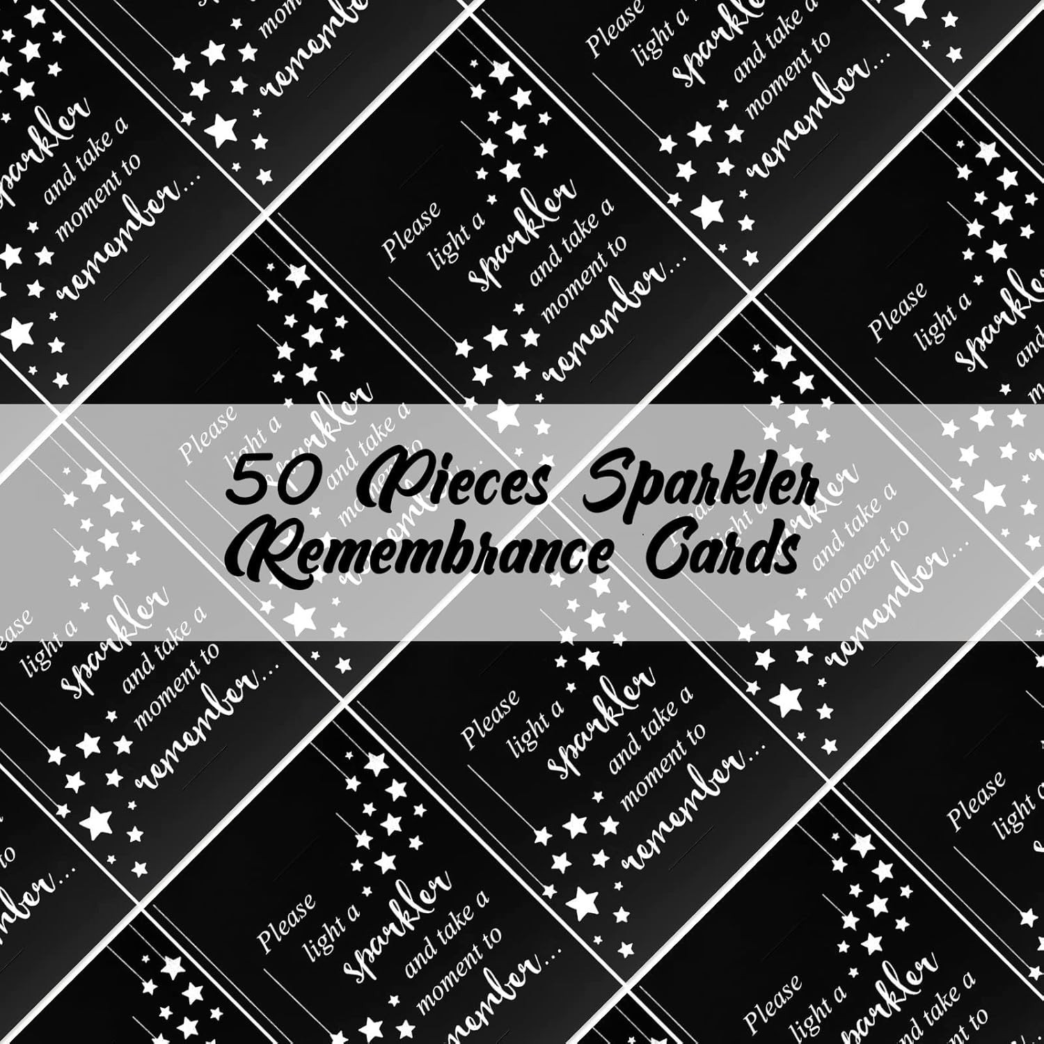 50 Pack Memorial Cards for Celebrations & Funerals – Double-Sided Black Star …