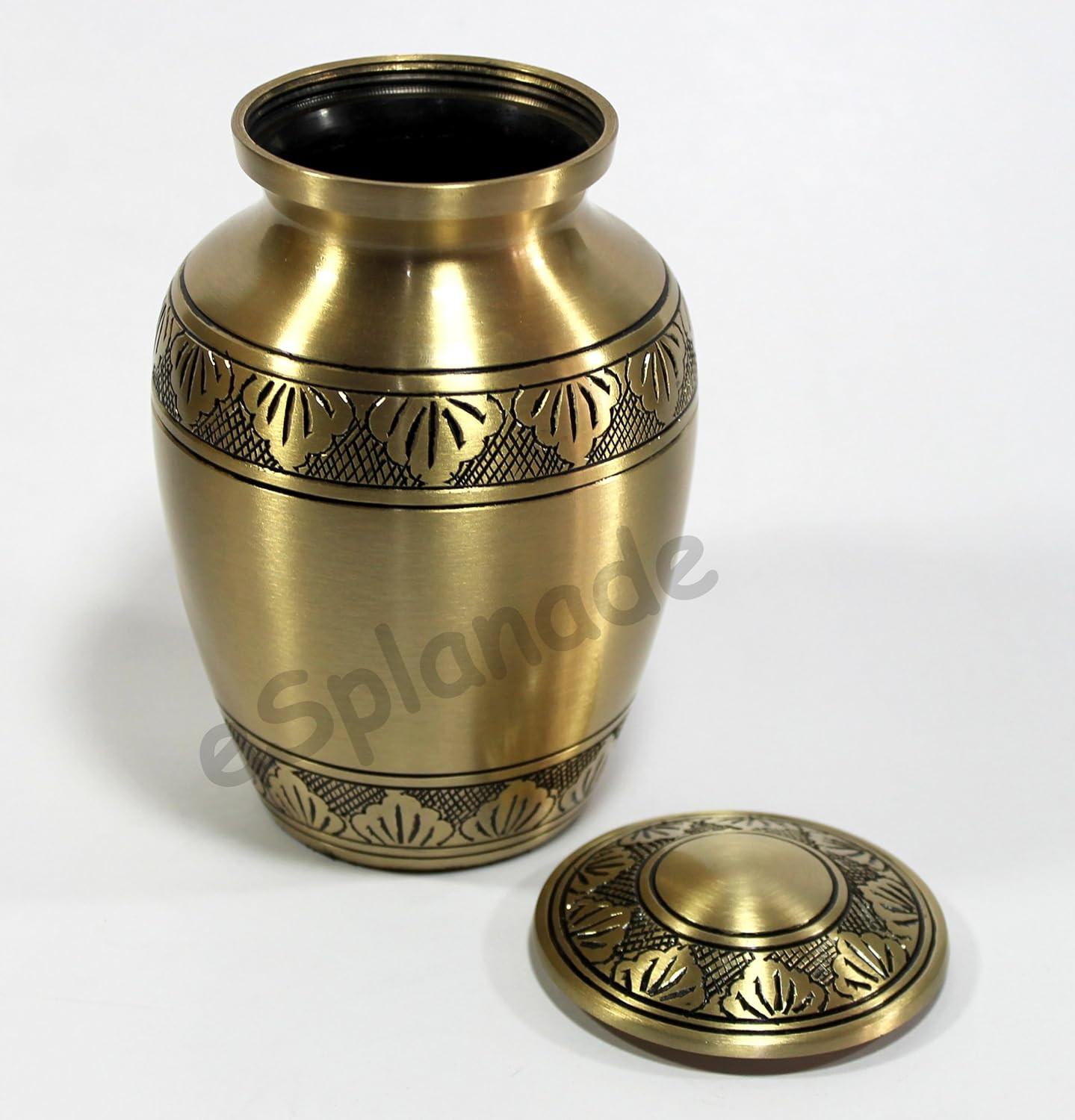 Brass Cremation Urn Memorial Jar Pot Container | Medium Size Urn for Funeral Ash
