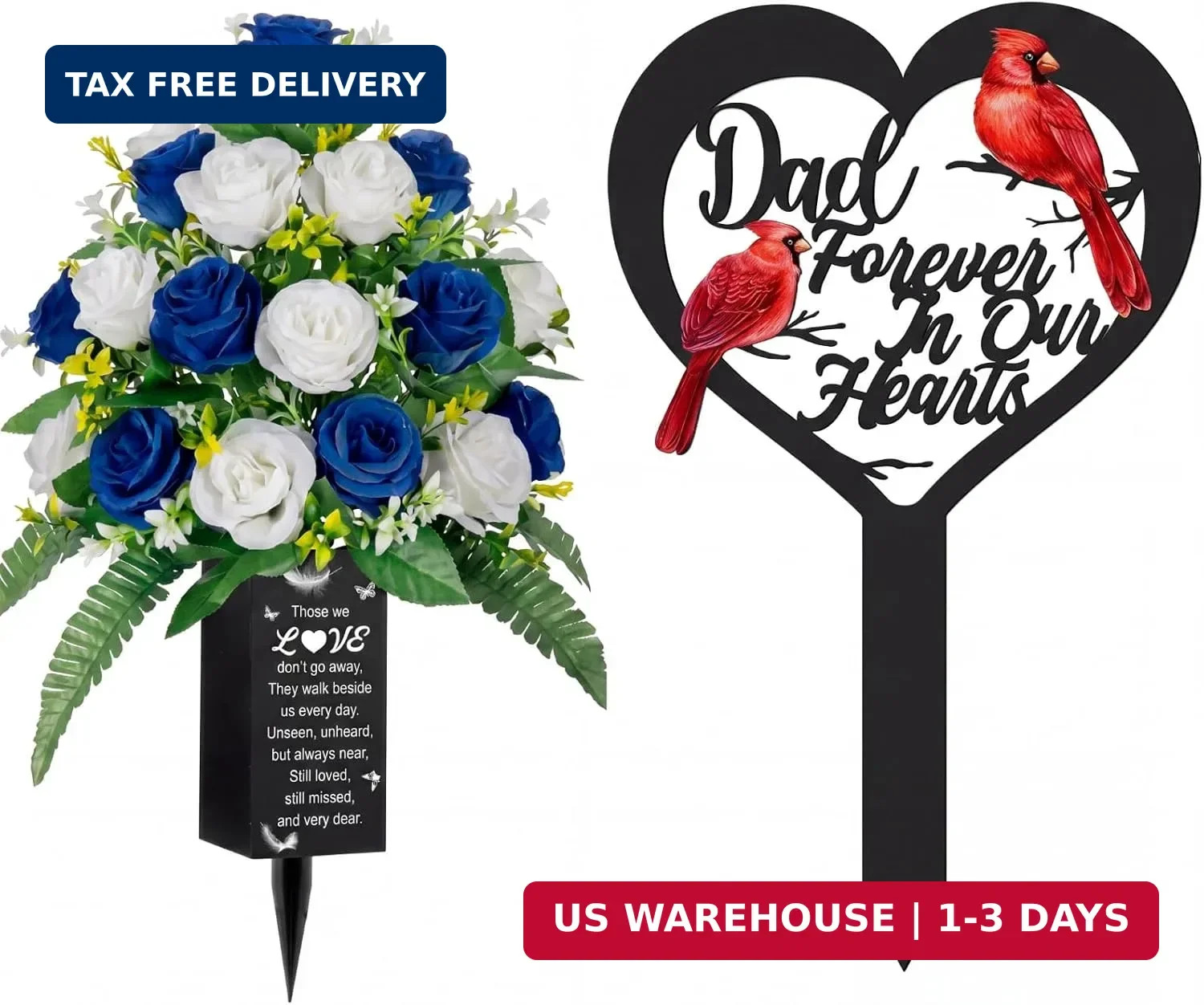 FoldTier 2 Pcs Dad Grave Decorations for Cemetery Dad Forever in Our Heart with
