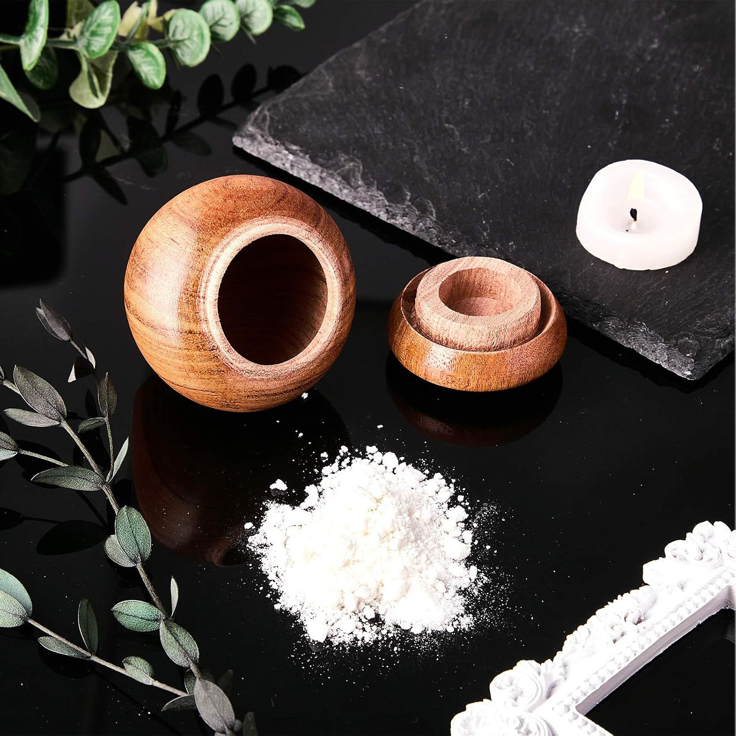 2 Pcs Mini Urns for Human Ashes Wood Small Keepsake Cremation Urn Grain for Huma