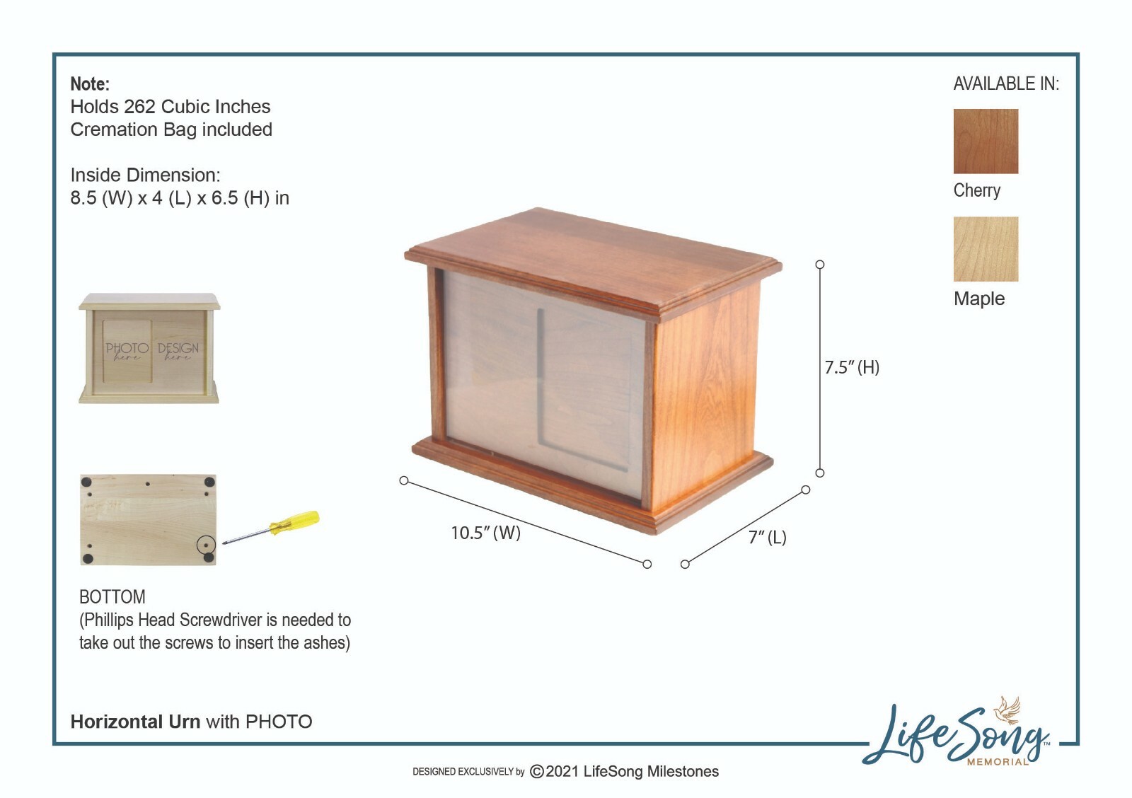 Custom Wooden Cremation Urn Box for Human Ashes 10.5×7.75in – In Loving Memory