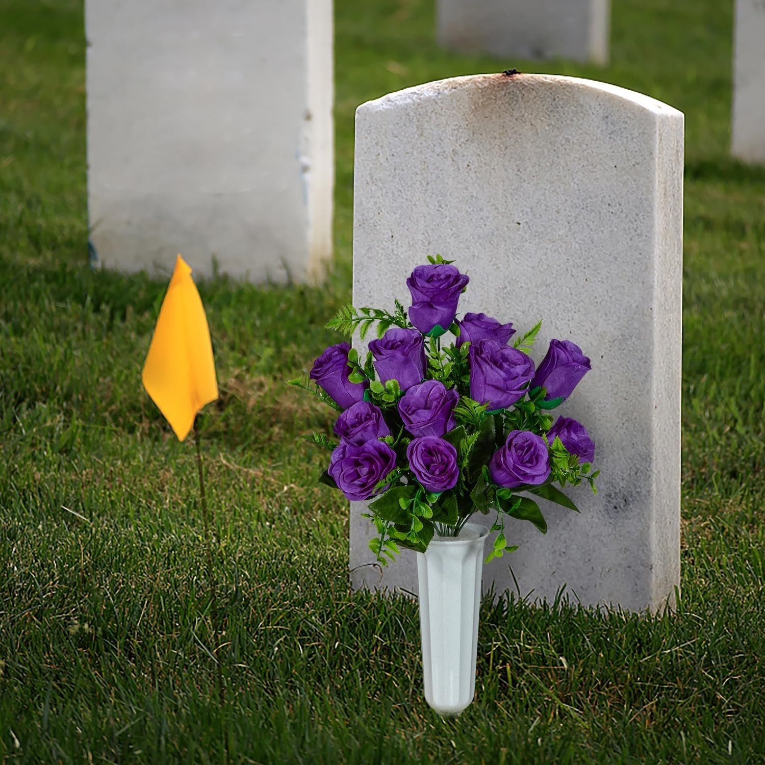 Forever in Bloom: 2 Artificial Rose Bouquets with Vases for Lasting Remembrance