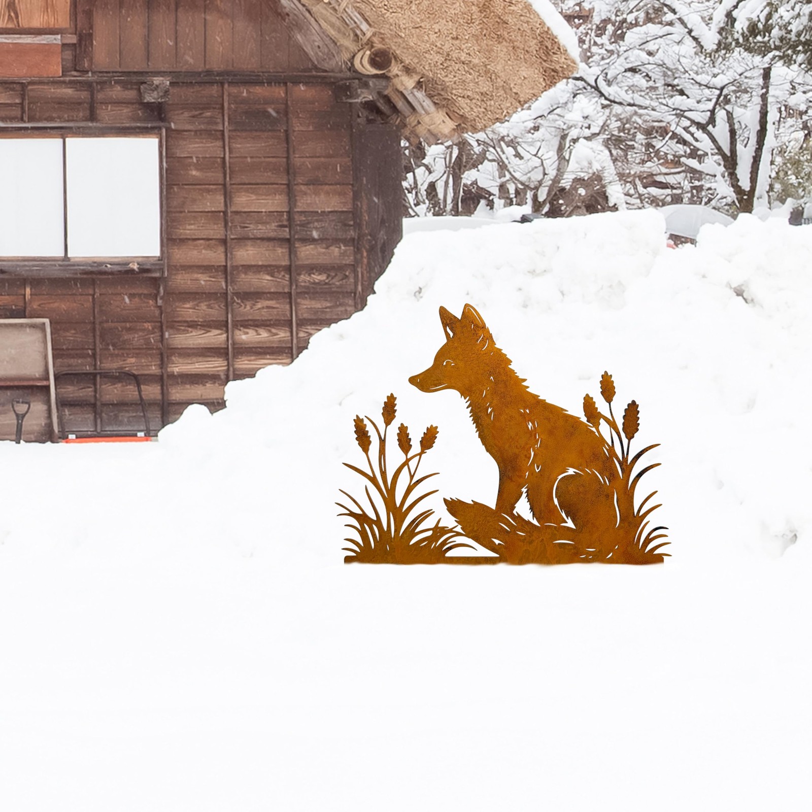 Rusty Fox Garden Stake – Metal Yard Art Sculpture, Fox Outdoor Decor for Gard…