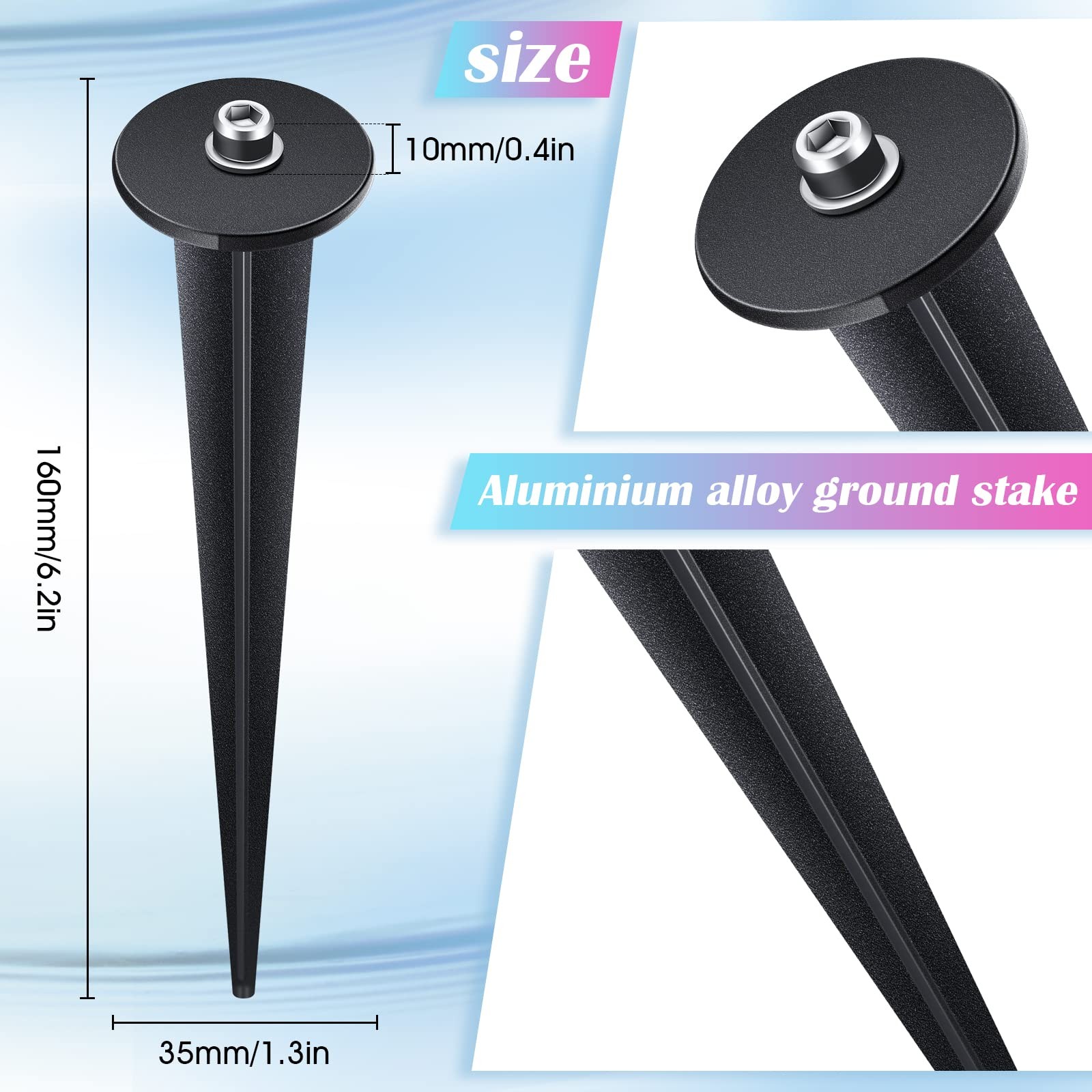 16 Packs Threaded Spike Flood Light Ground Stake Metal Stakes for Solar Light…