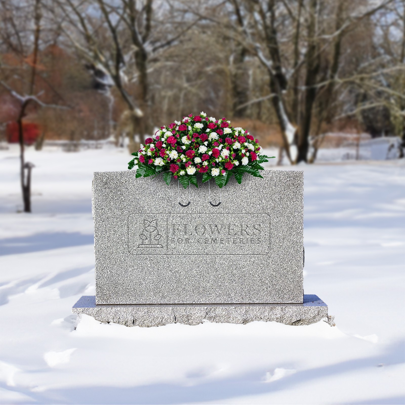 Artificial Headstone Flowers – Garden Mums Beauty Pink and Cream Saddle