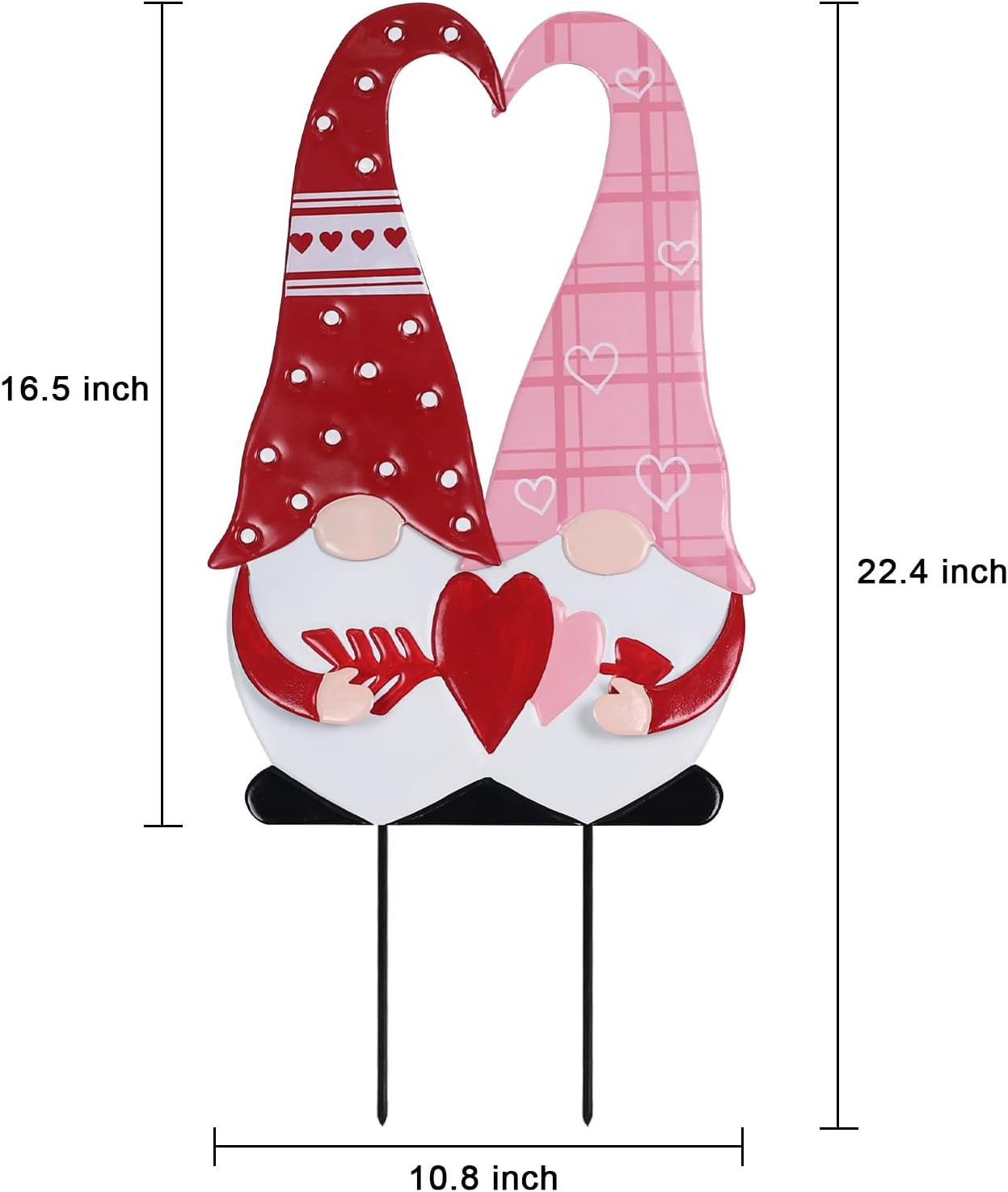 Valentines Day Decorations Outdoor, Red Pink Gnomes Decorative Garden Stakes wit