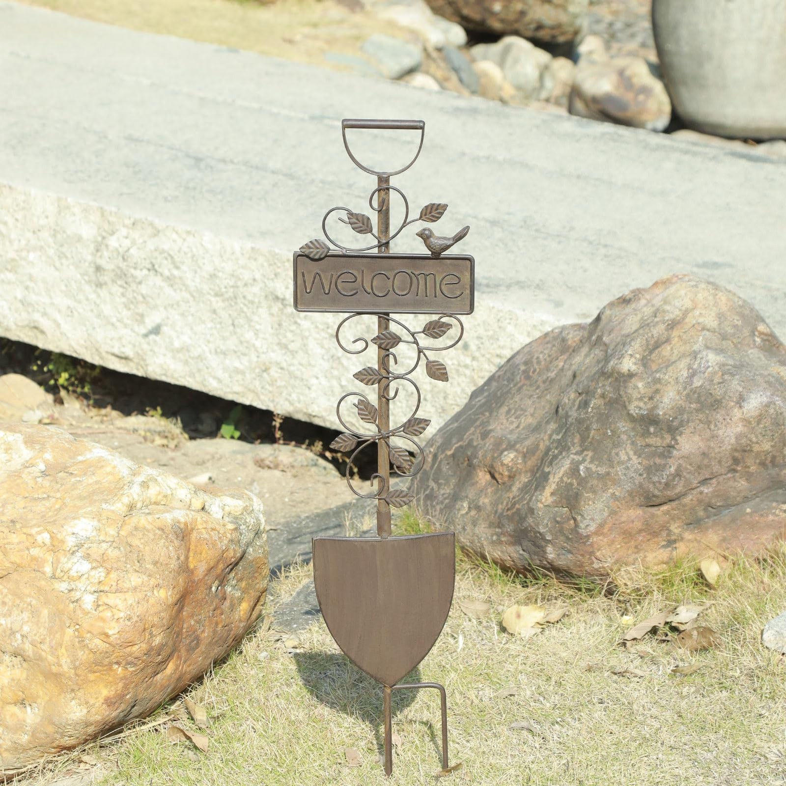 Metal Garden Art,Vintage Shovel Welcome Garden Sign Stake,Garden Stakes Decor…