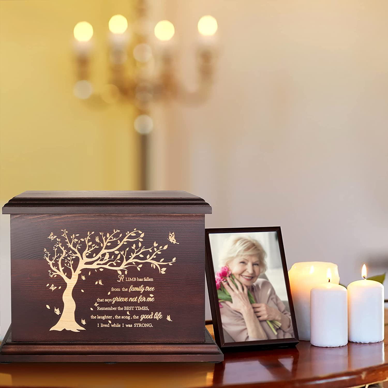 Cremation Memorial Urns for Human Ashes Adult Male Female, Wooden Box and Casket