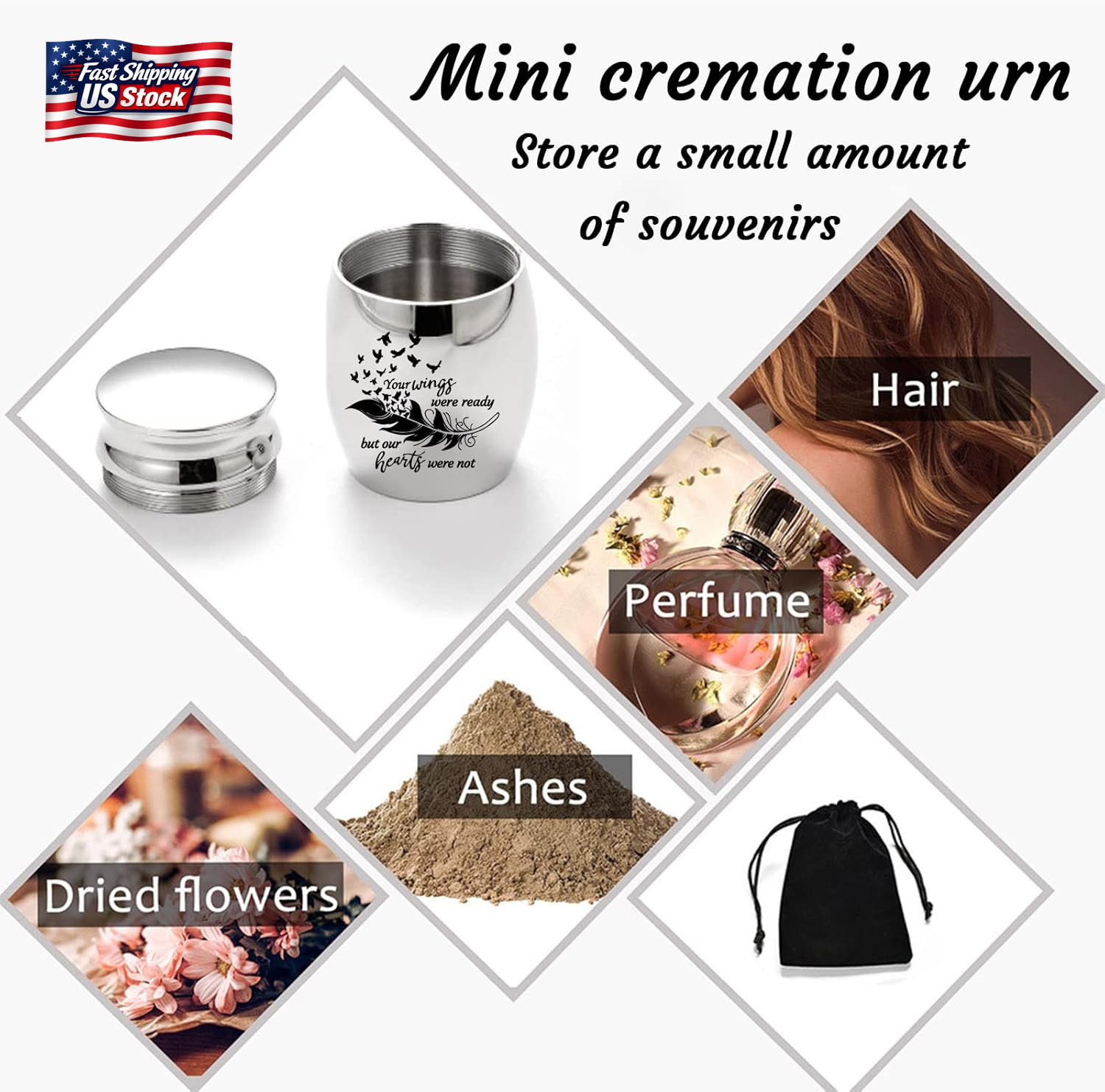 Small Keepsake Urns for Human Ashes – Set of 6 – Share Urn with Family & Friends