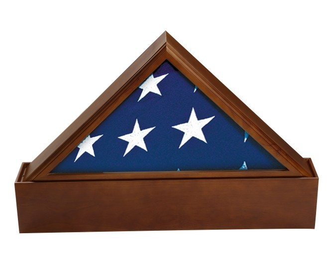 Large/Adult 220 Cubic Inches Walnut Flag Case Funeral Cremation Urn for Ashes