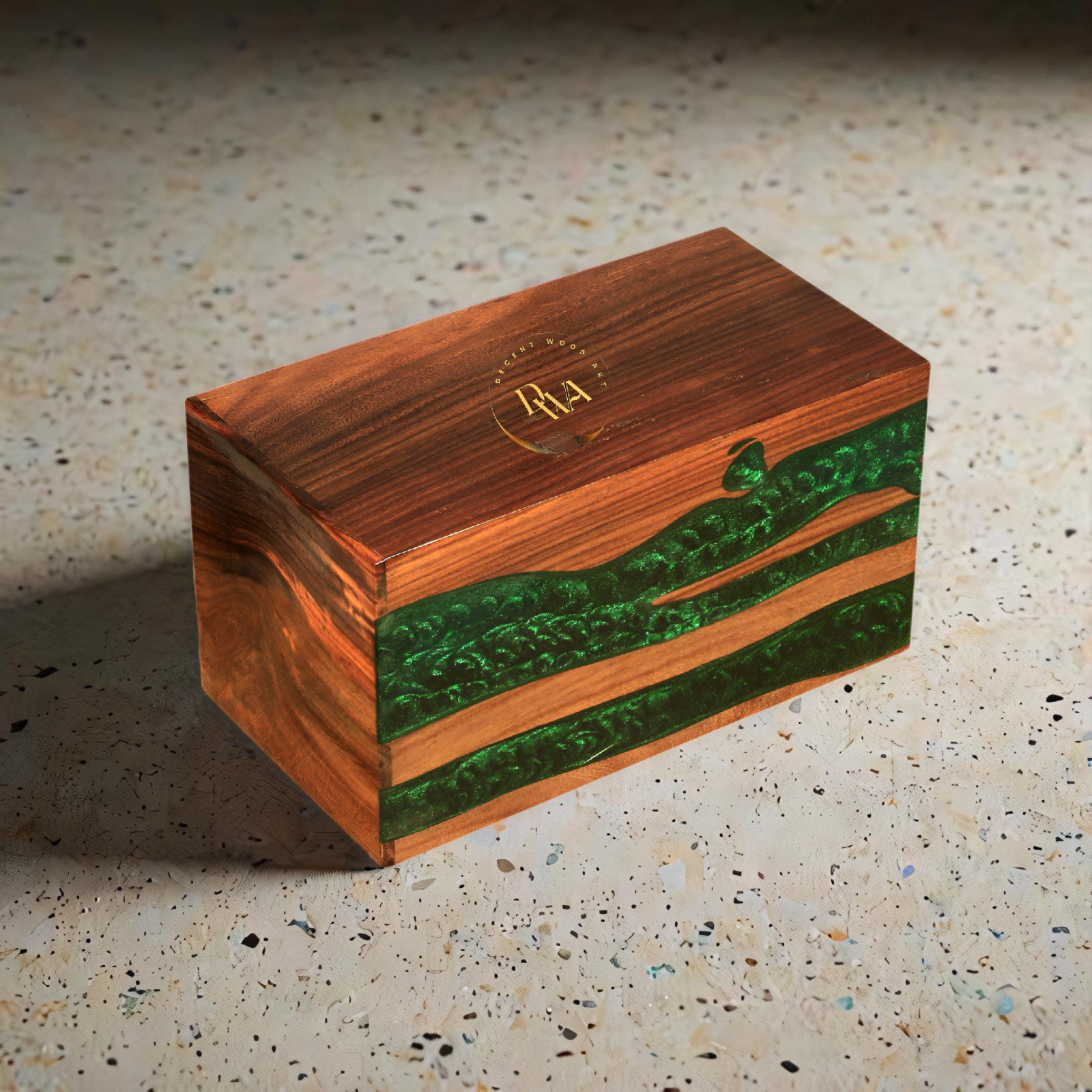 Rosewood Cremation Urn For Human Ashes, Green Resin Urn Box, Adults Urn, Pet Urn