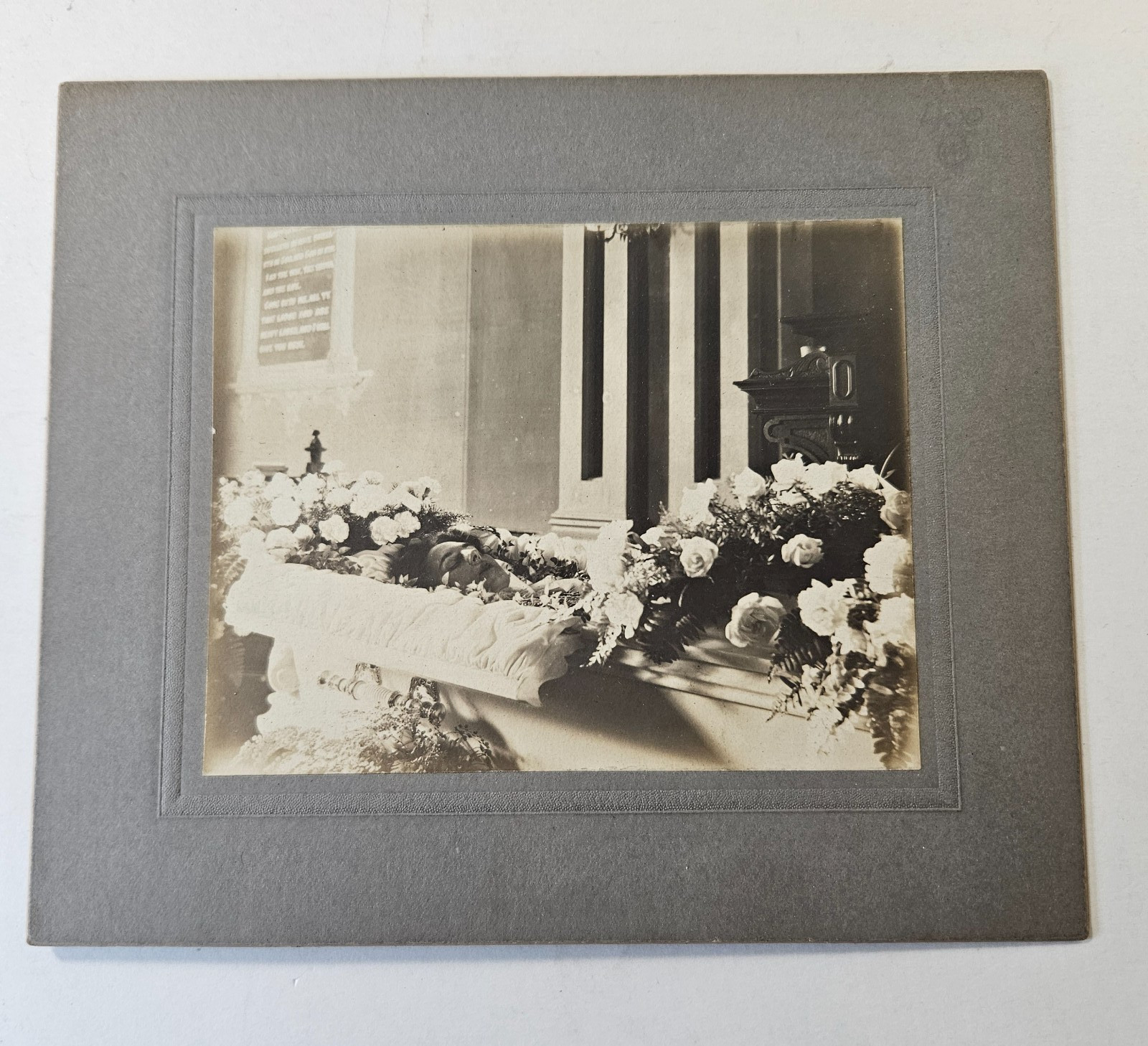Vintage Clear Lg Cabinet Card Photo Beautiful Woman Deceased Post Mortem Casket