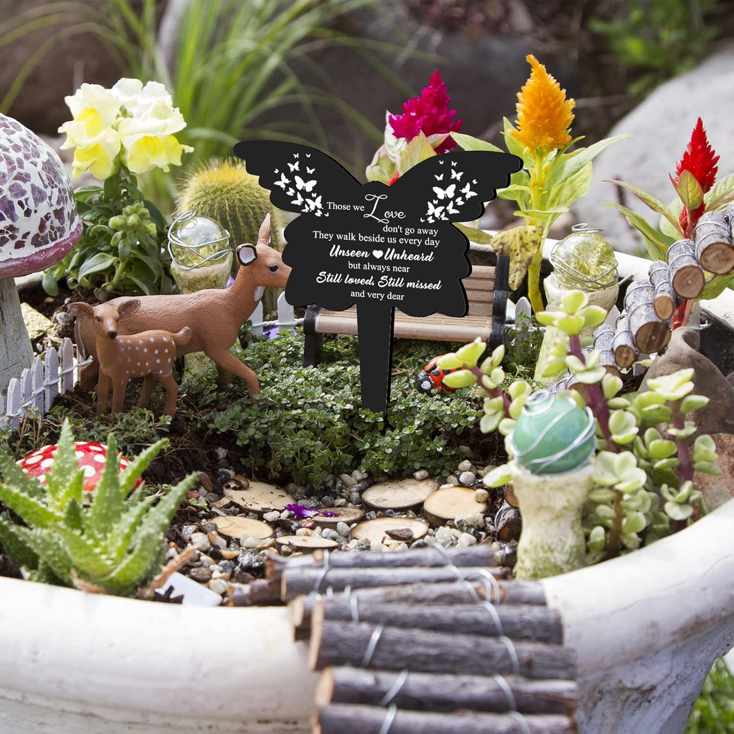 Butterfly Grave Decorations for Cemetery, Those We Love Don’T Go Away Memorial B