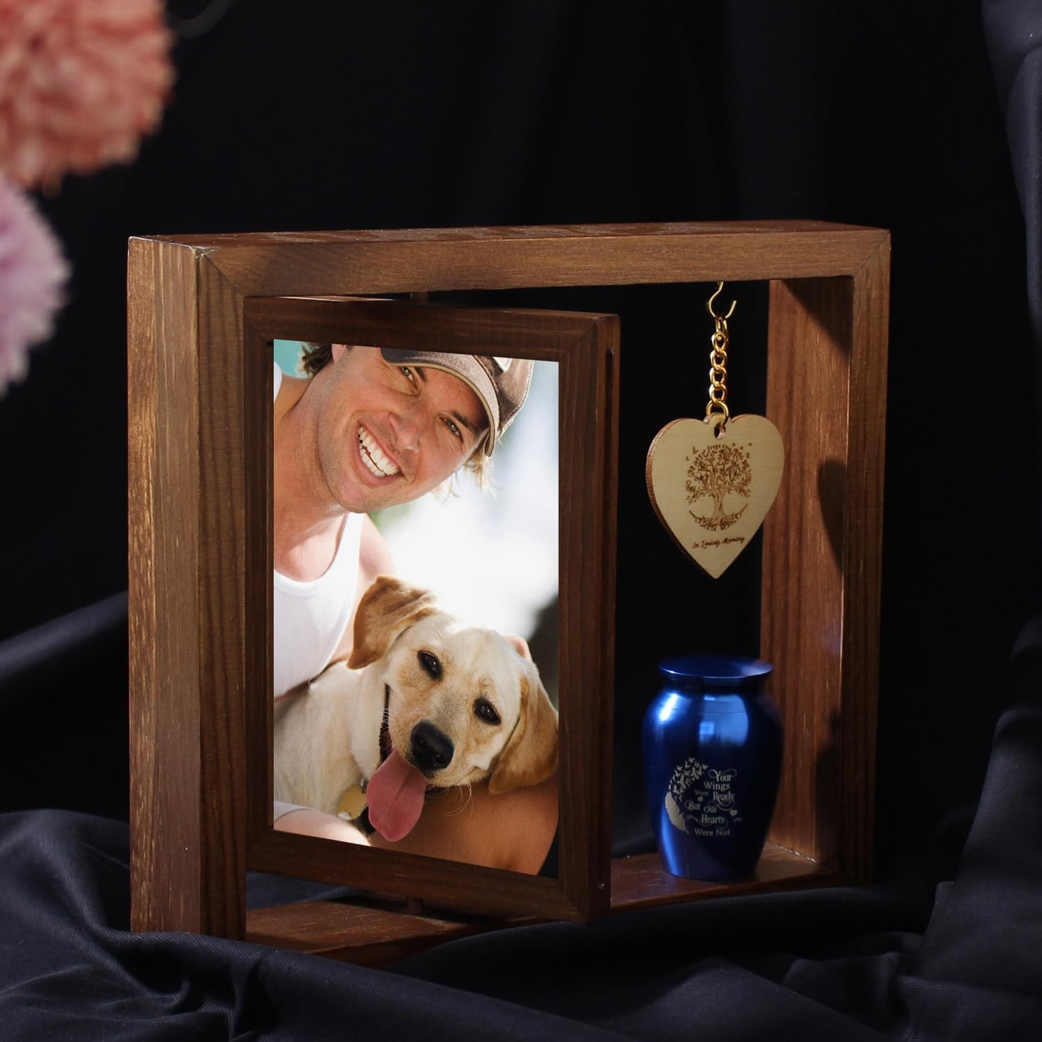 Memorial Picture Frame and Small Urn Set,Mini Cremation Keepsake Urn for Loss of