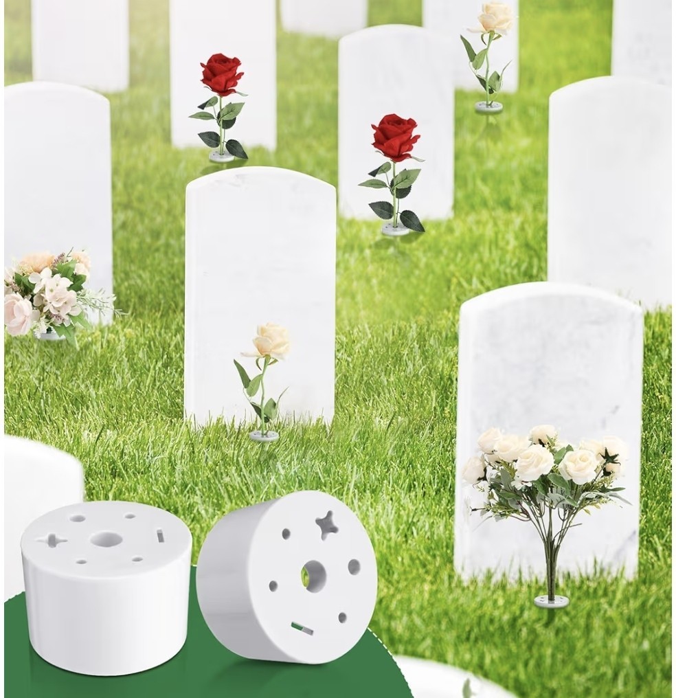 6 Pcs Cemetery Grave Vase Inserts Plastic Flowers Holder Bracket with 7 Hole…