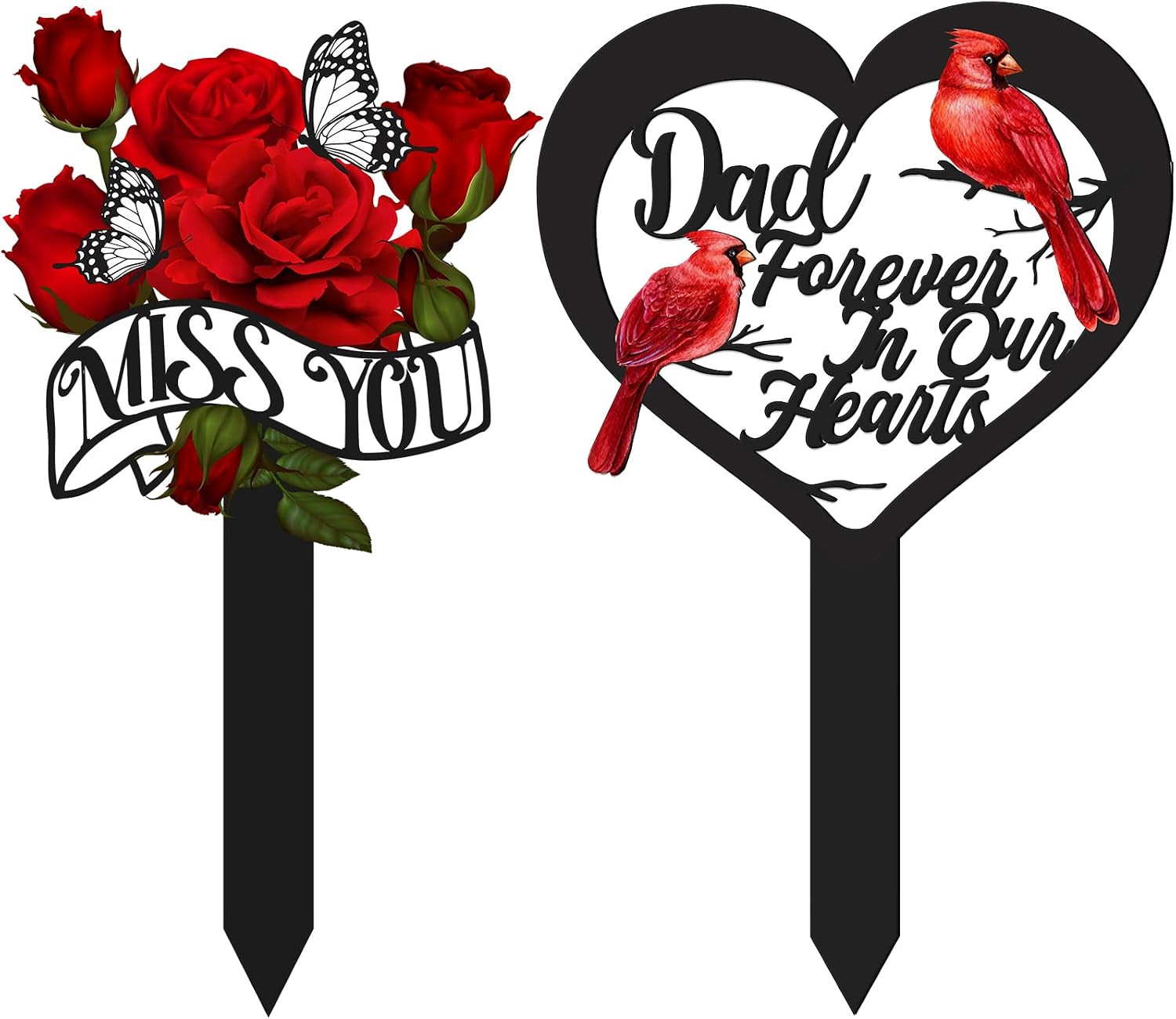 2 Pcs Father’S Day Cemetery Decorations for Grave Miss You Rose Design Dad Garde
