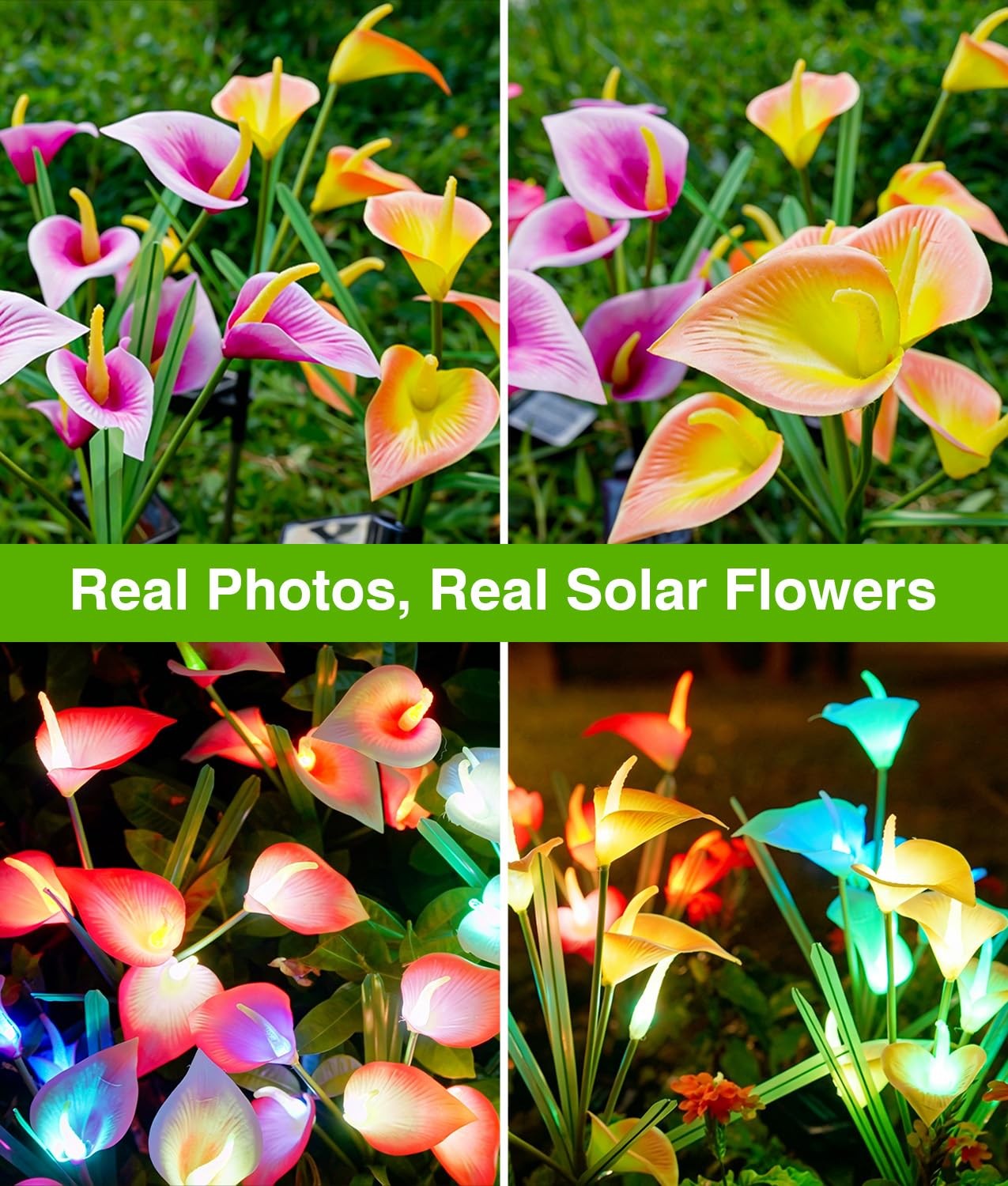 Solar Lights Outdoor Decorative, 4 Pack Color Changing Solar Garden Lights Wi…