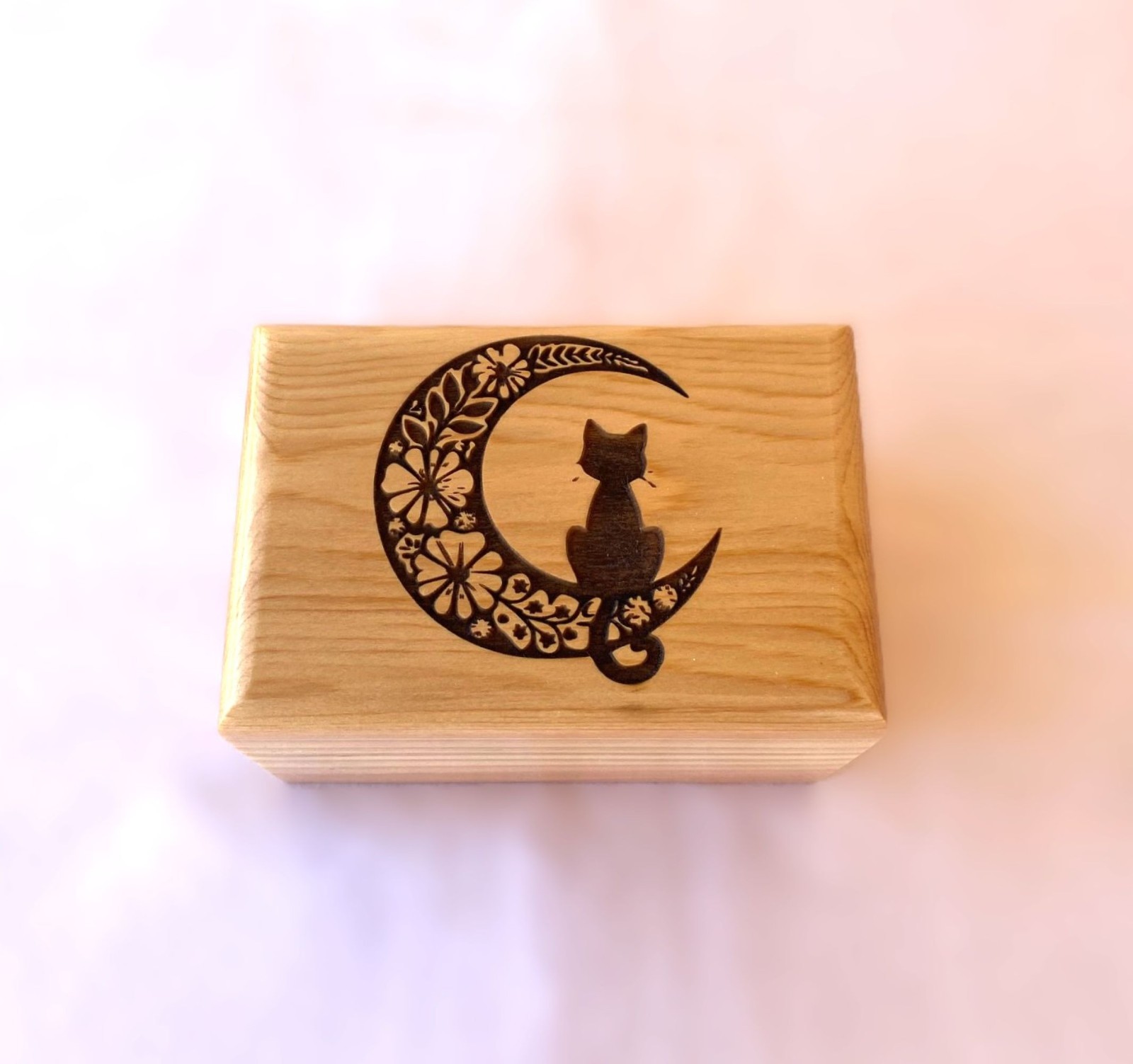Wood Cat Cremation Urn