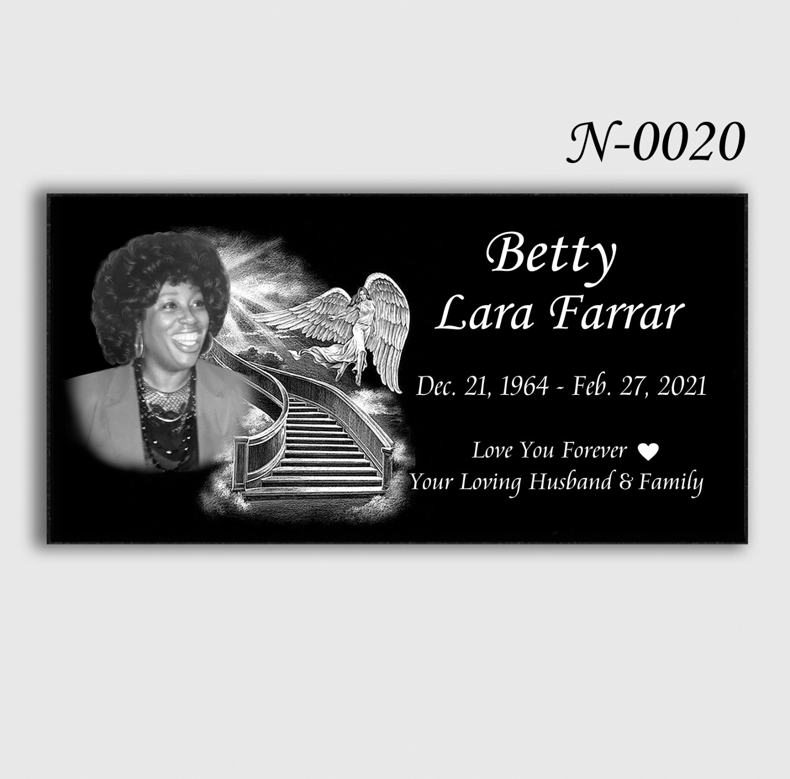 Headstone Tombstone 24x12x4 inches Solid Black Granite Diamond Engraved