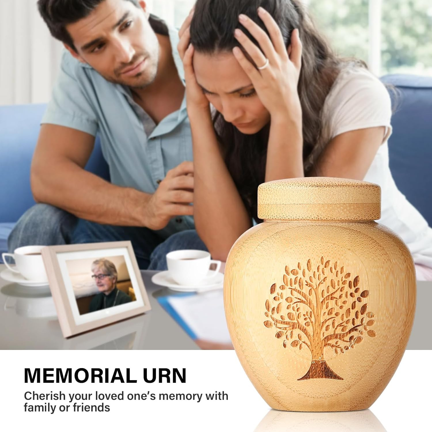 HOOMTREE Small Urns for Human Ashes Keepsake Set of 1,Mini Urns for Ashes Made o
