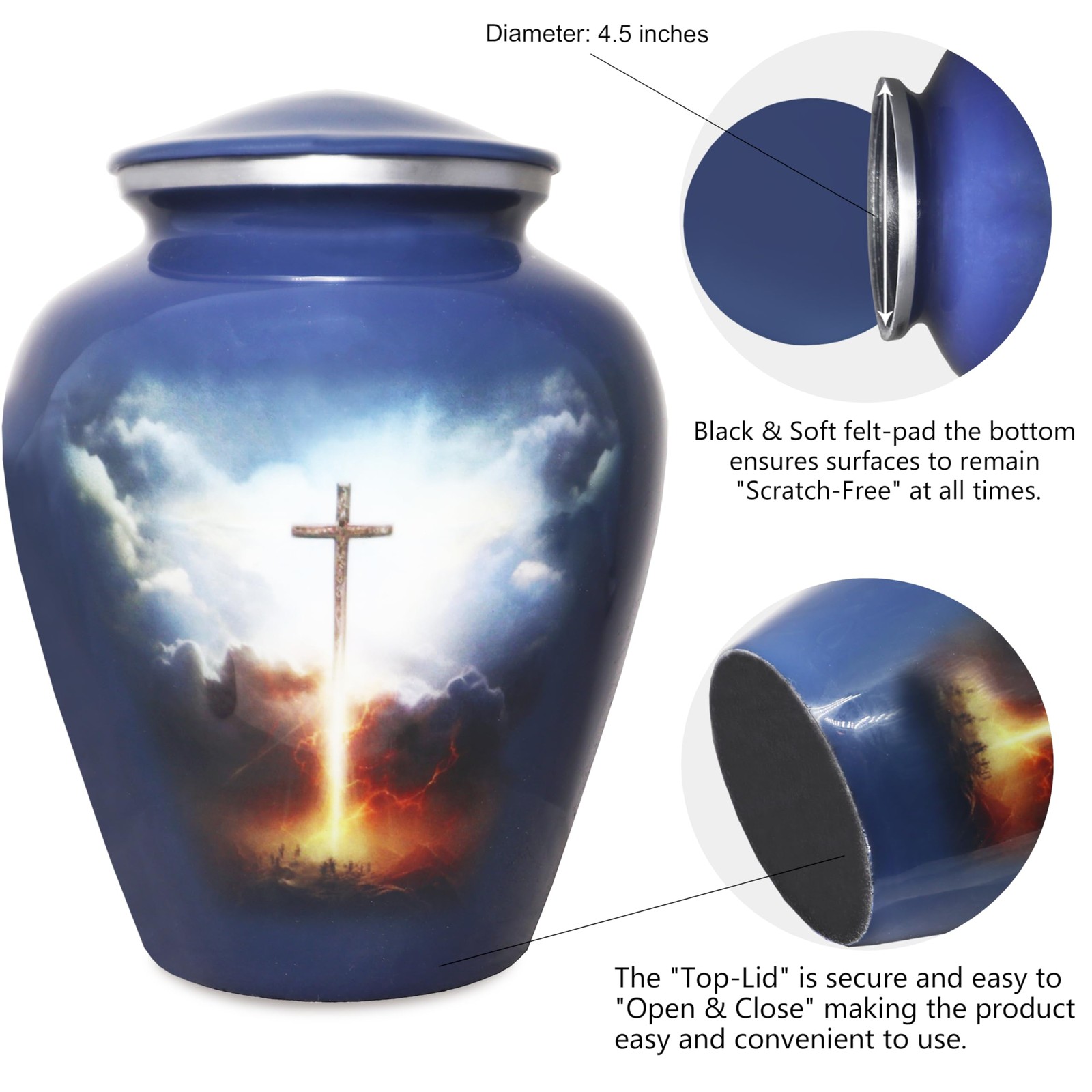 M MEILINXU Cremation Urns for Human Ashes Adult Man Large / Adult, Grey Blue