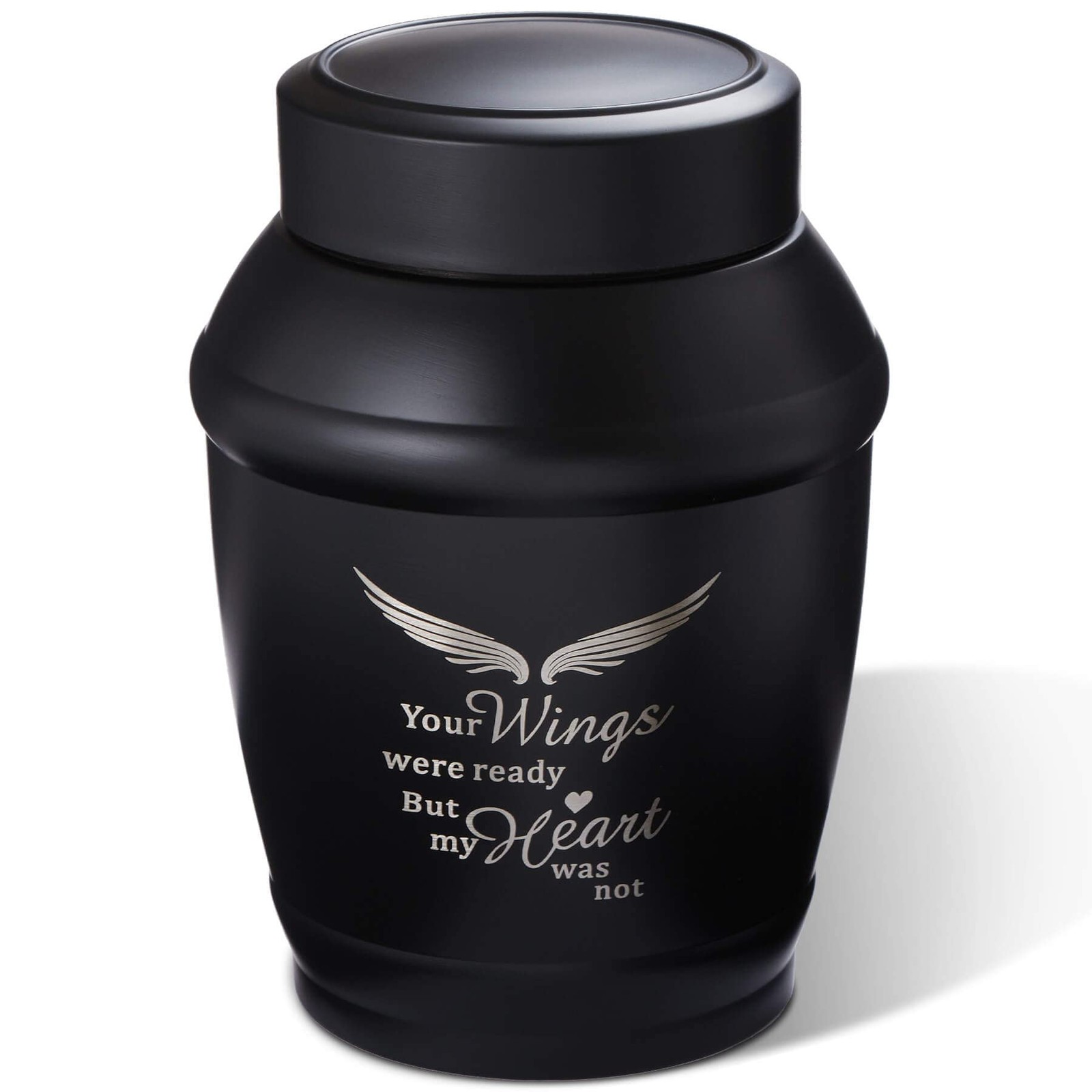 5.7 Inches Medium Size Urns for Human Ashes Adult Male,Black Angel Wings Crem…