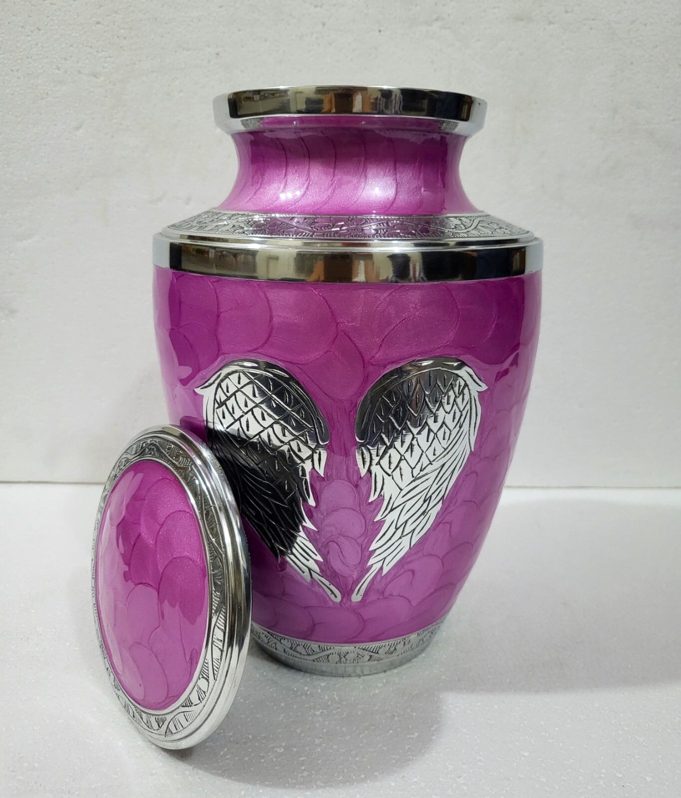 Angel Wings Urn Pink for Human Ashes Adult Cremation Urns with Velvet Bag 10″