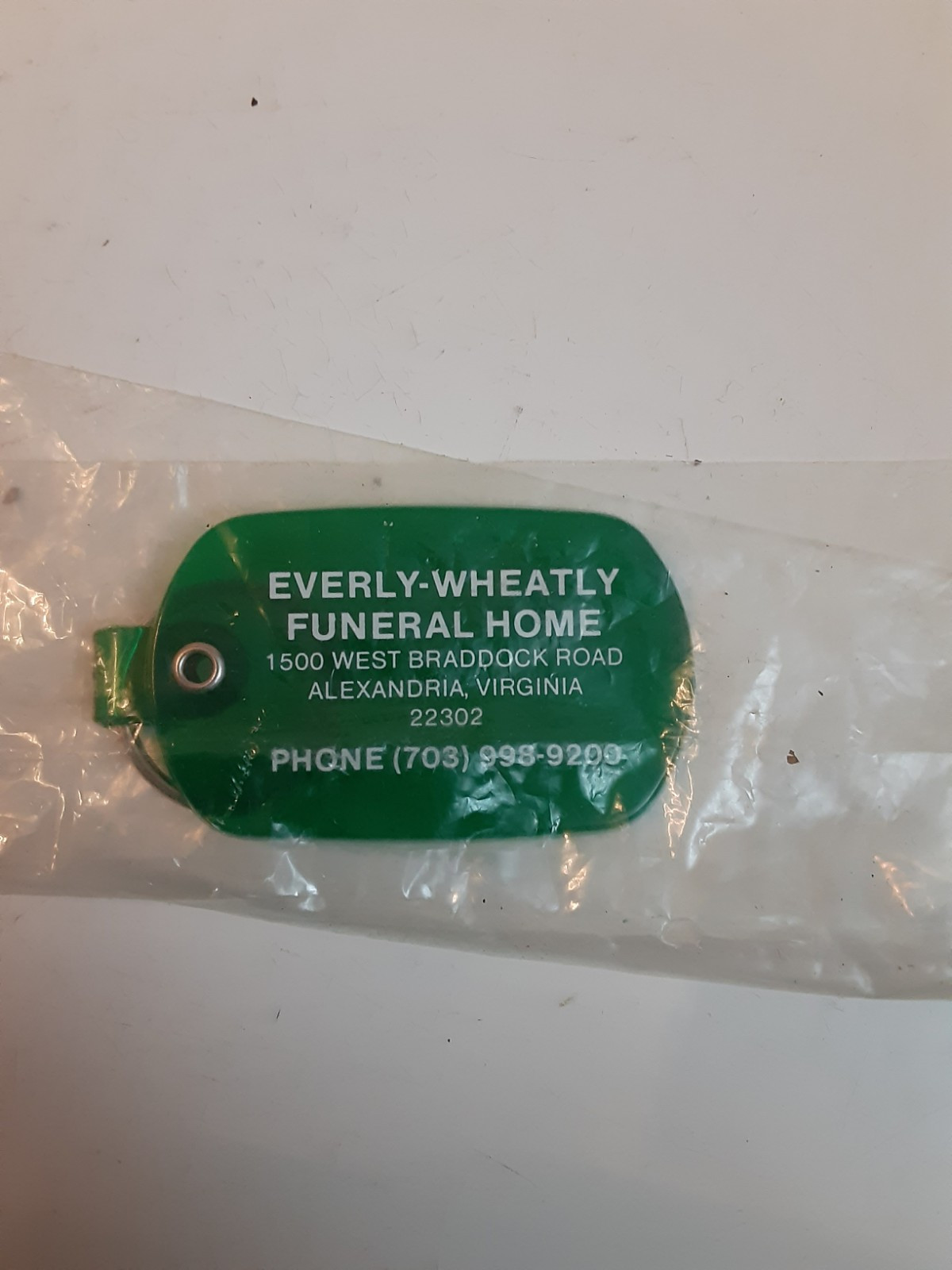 Everly Wheatly Funeral Home Keyring Advertising Alexandria Virginia key holder