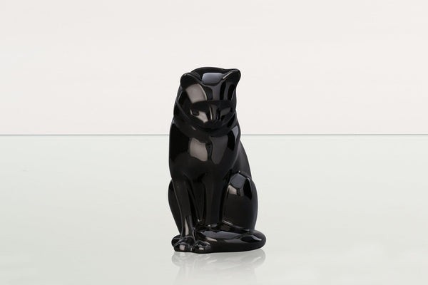 Black Ceramic Handmade Cat Urn Neko-36