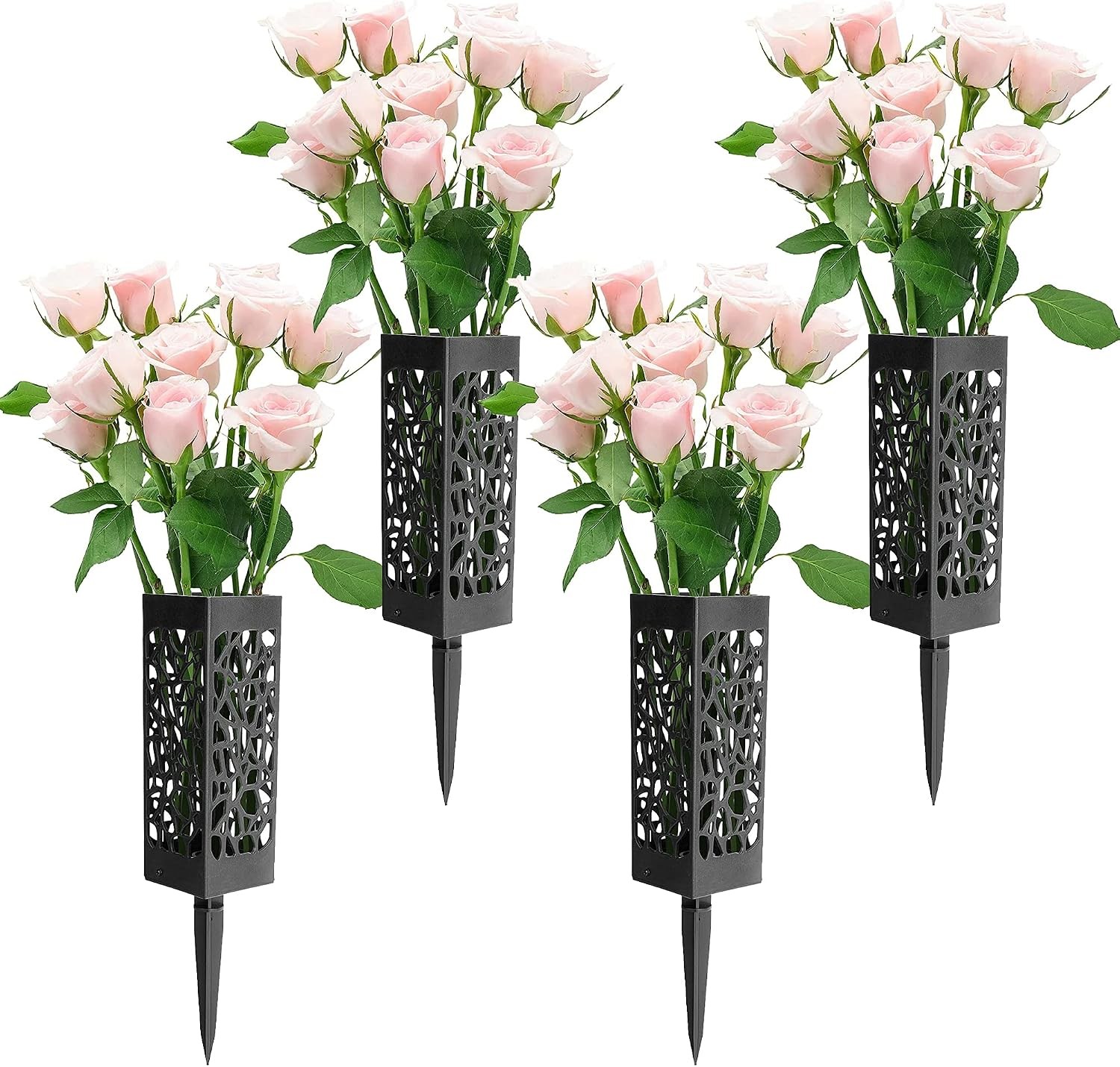4 Pack 12 inch Memorial Cemetery Floral Holder Decoration-Plastic Vase Cones