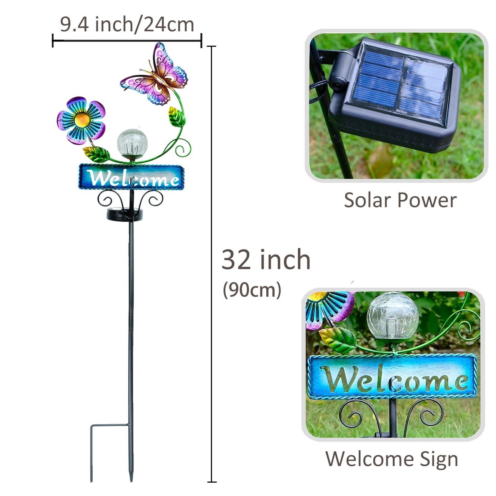 Butterfly Garden Decorations for Outside, Solar Waterproof Stake Lights with …