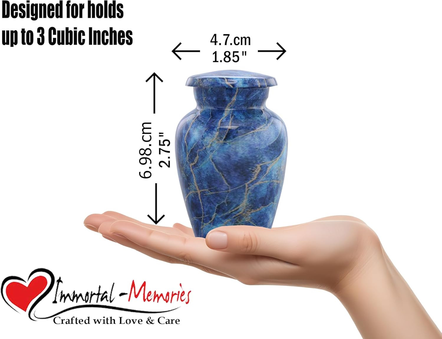 Marble Finish Keepsake Sharing Urn – Mini Metal Cremation Urn for Human or Pet A
