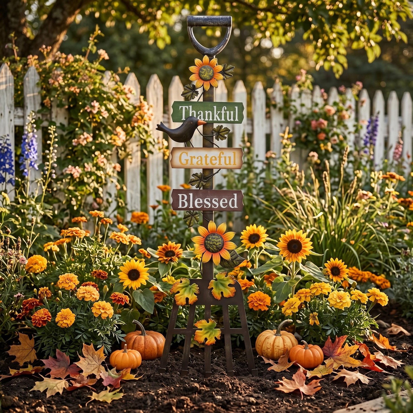 Fall Sunflower Outdoor Decor, Thanksgiving Decorations Thankful Grateful Bles…